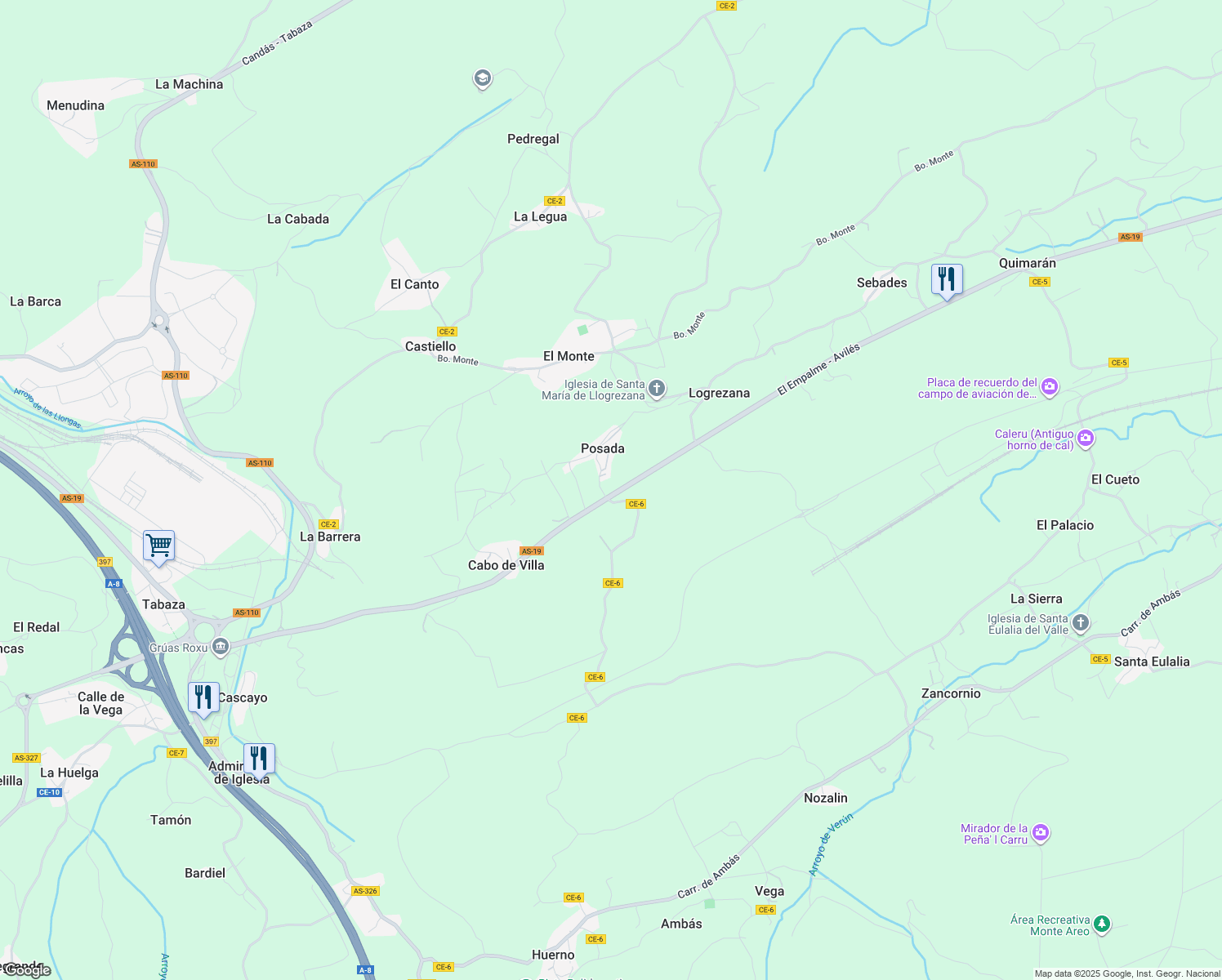 map of restaurants, bars, coffee shops, grocery stores, and more near in Logrezana