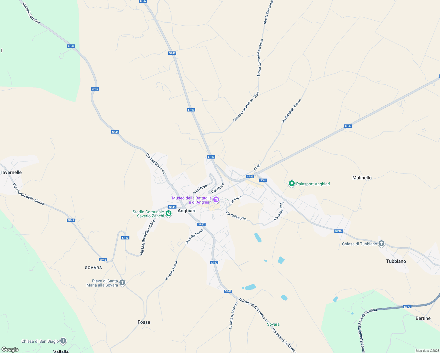 map of restaurants, bars, coffee shops, grocery stores, and more near 4 Via Nova in Anghiari