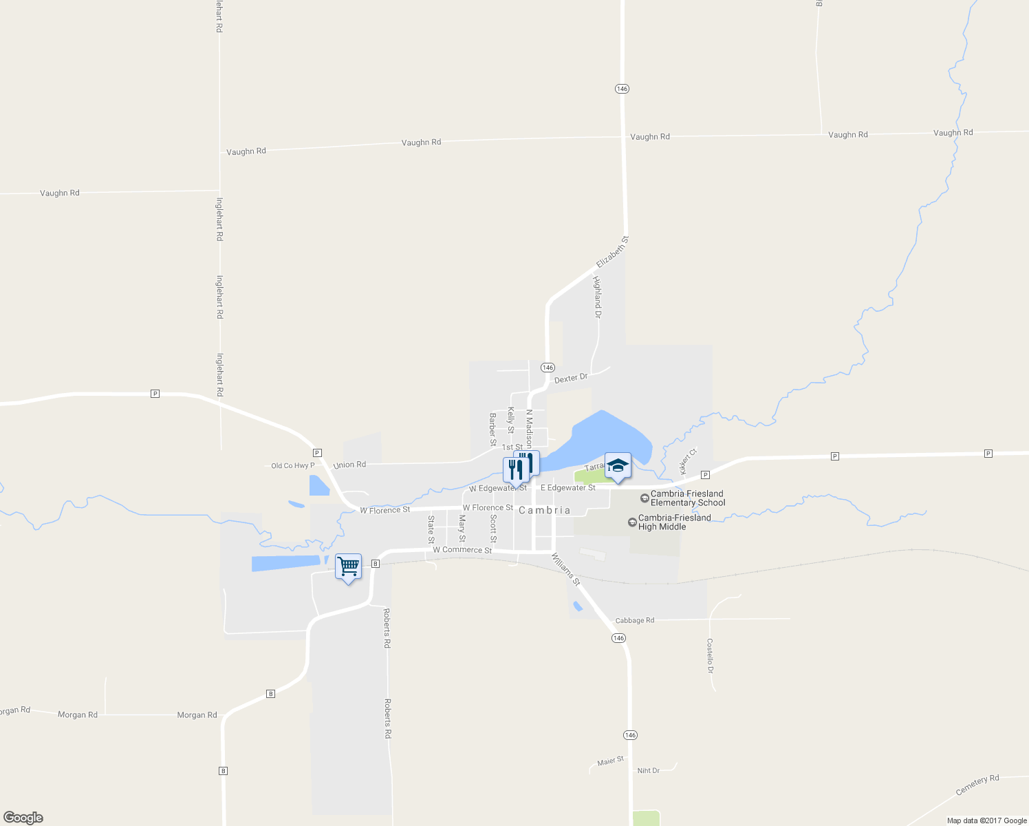 map of restaurants, bars, coffee shops, grocery stores, and more near 120 3rd Street in Cambria