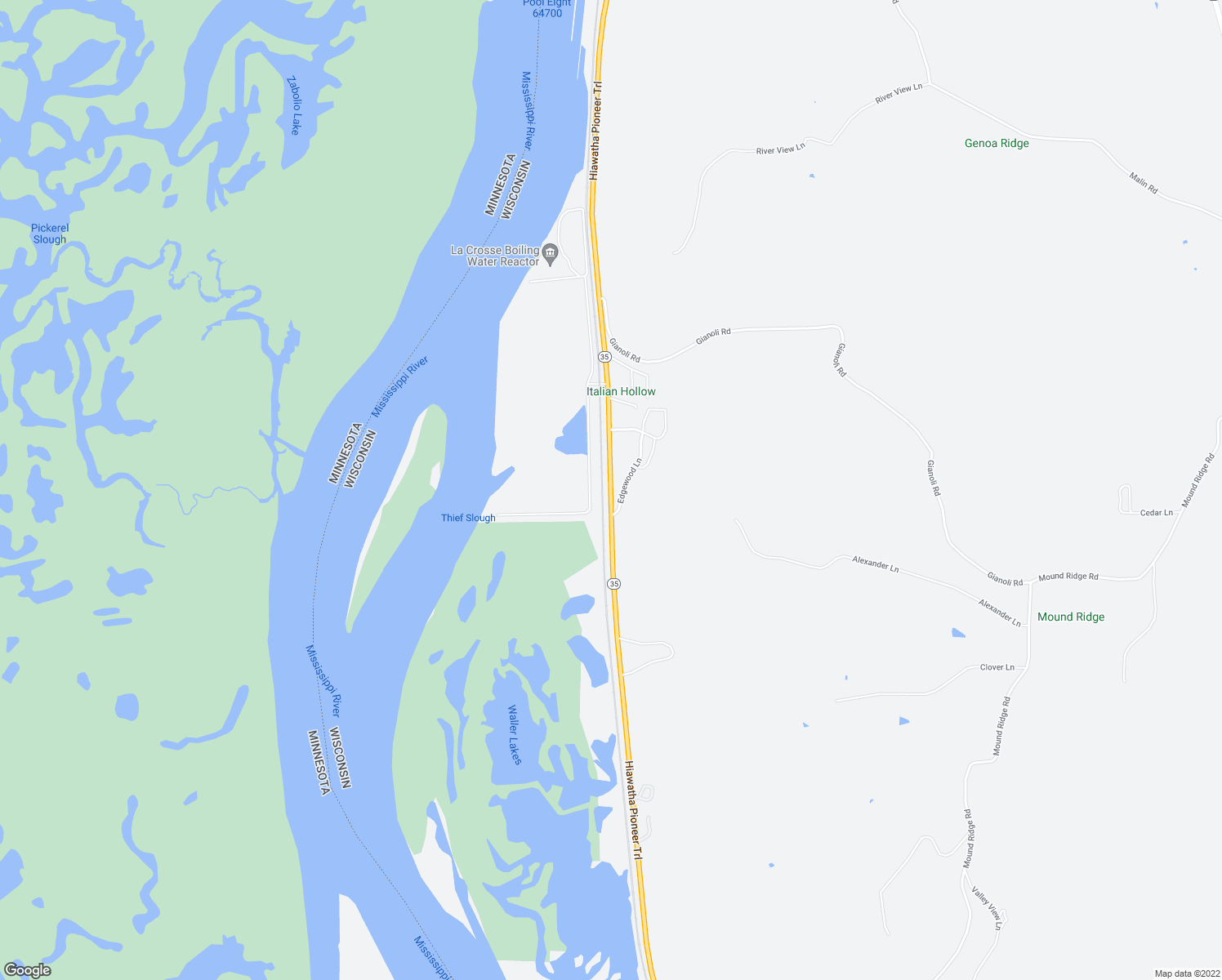 map of restaurants, bars, coffee shops, grocery stores, and more near Great River Road in Genoa