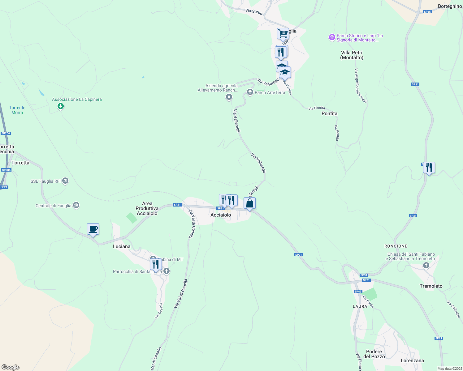 map of restaurants, bars, coffee shops, grocery stores, and more near 2 Via Scacciapolli in Provincia di Pisa