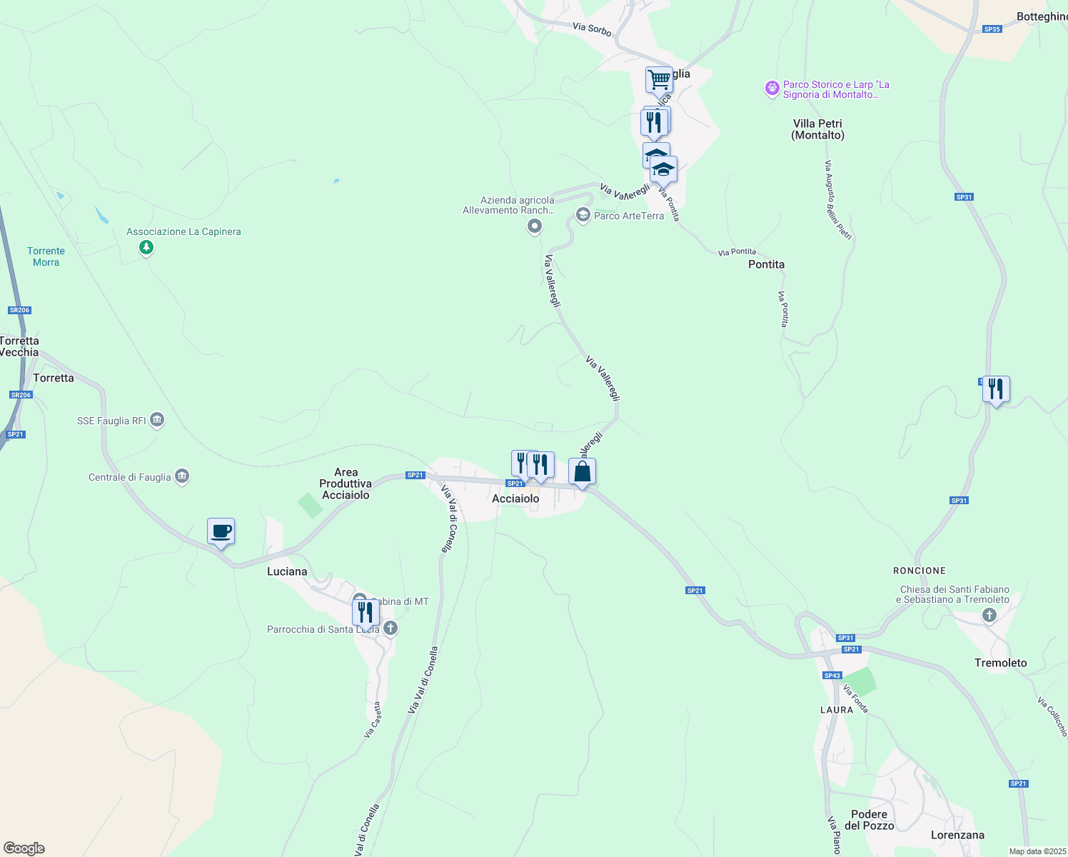 map of restaurants, bars, coffee shops, grocery stores, and more near 2 Via Scacciapolli in Provincia di Pisa