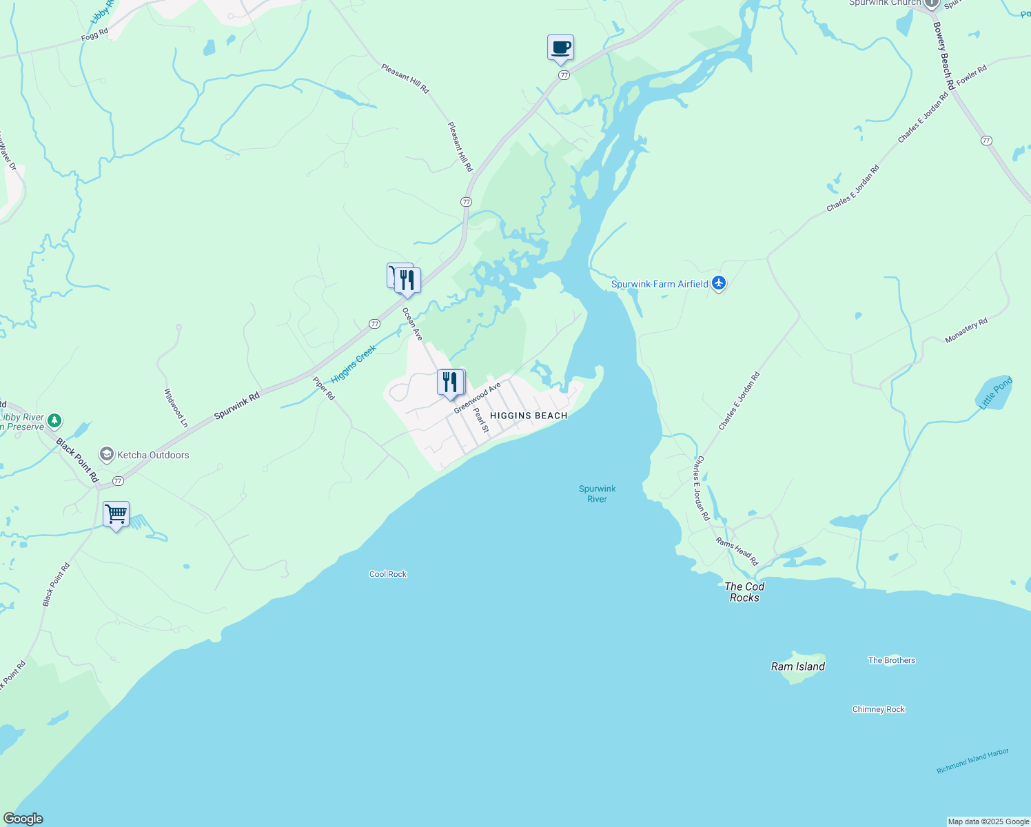 map of restaurants, bars, coffee shops, grocery stores, and more near 13 Morning Street in Scarborough