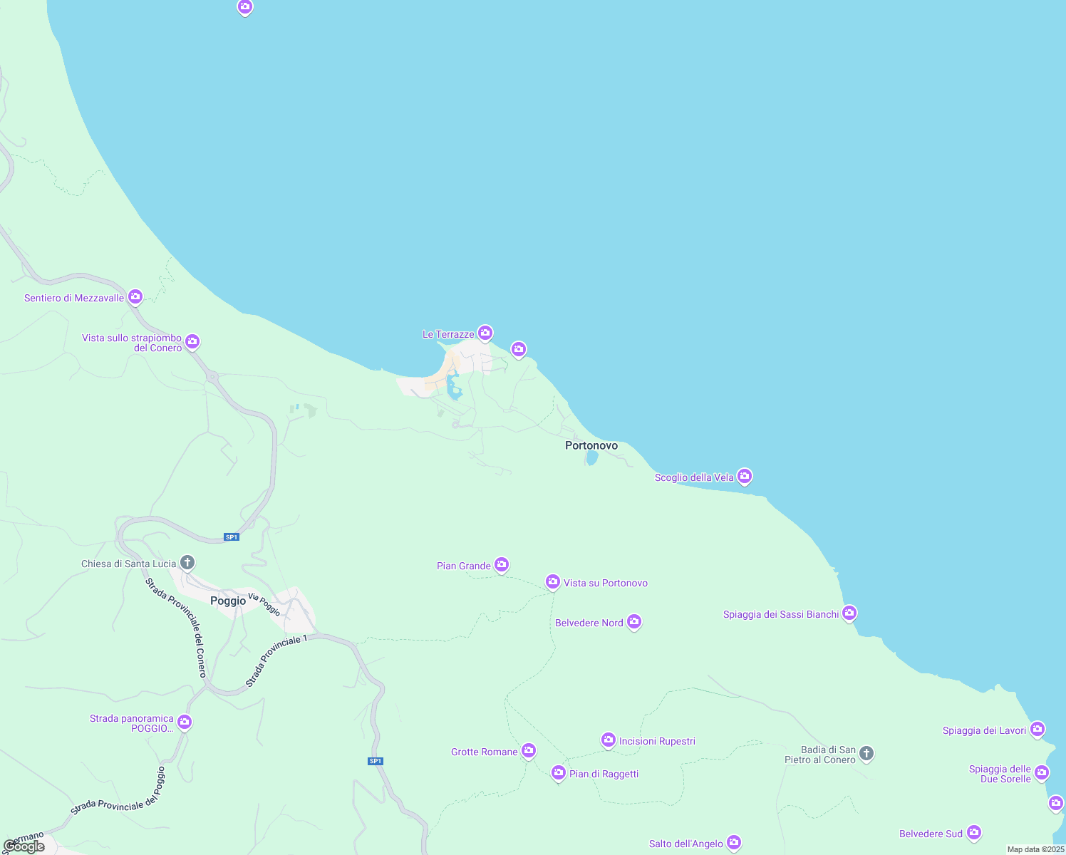 map of restaurants, bars, coffee shops, grocery stores, and more near 157 Frazione Poggio in Portonovo