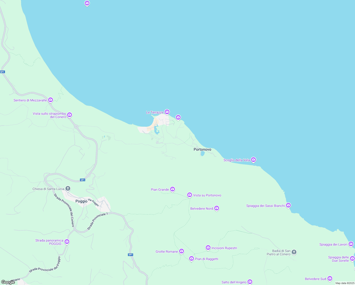 map of restaurants, bars, coffee shops, grocery stores, and more near 157 Frazione Poggio in Portonovo