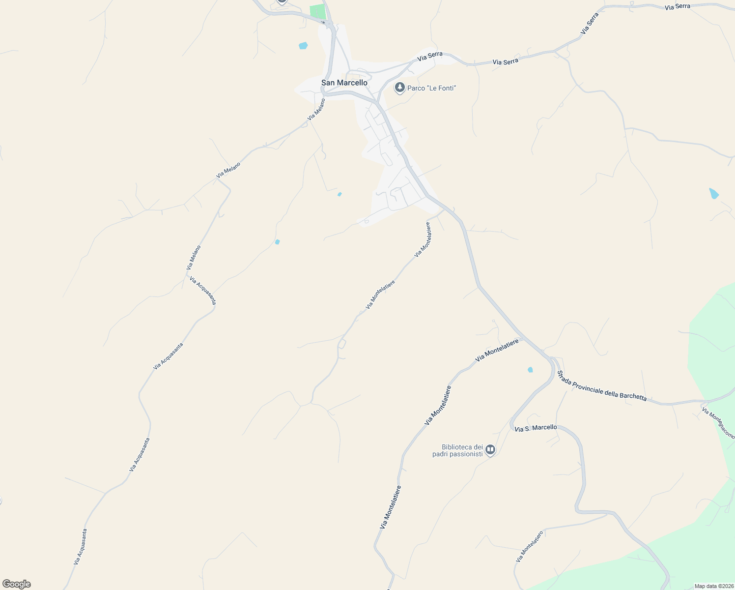 map of restaurants, bars, coffee shops, grocery stores, and more near 32 Via Montelatiere in San Marcello