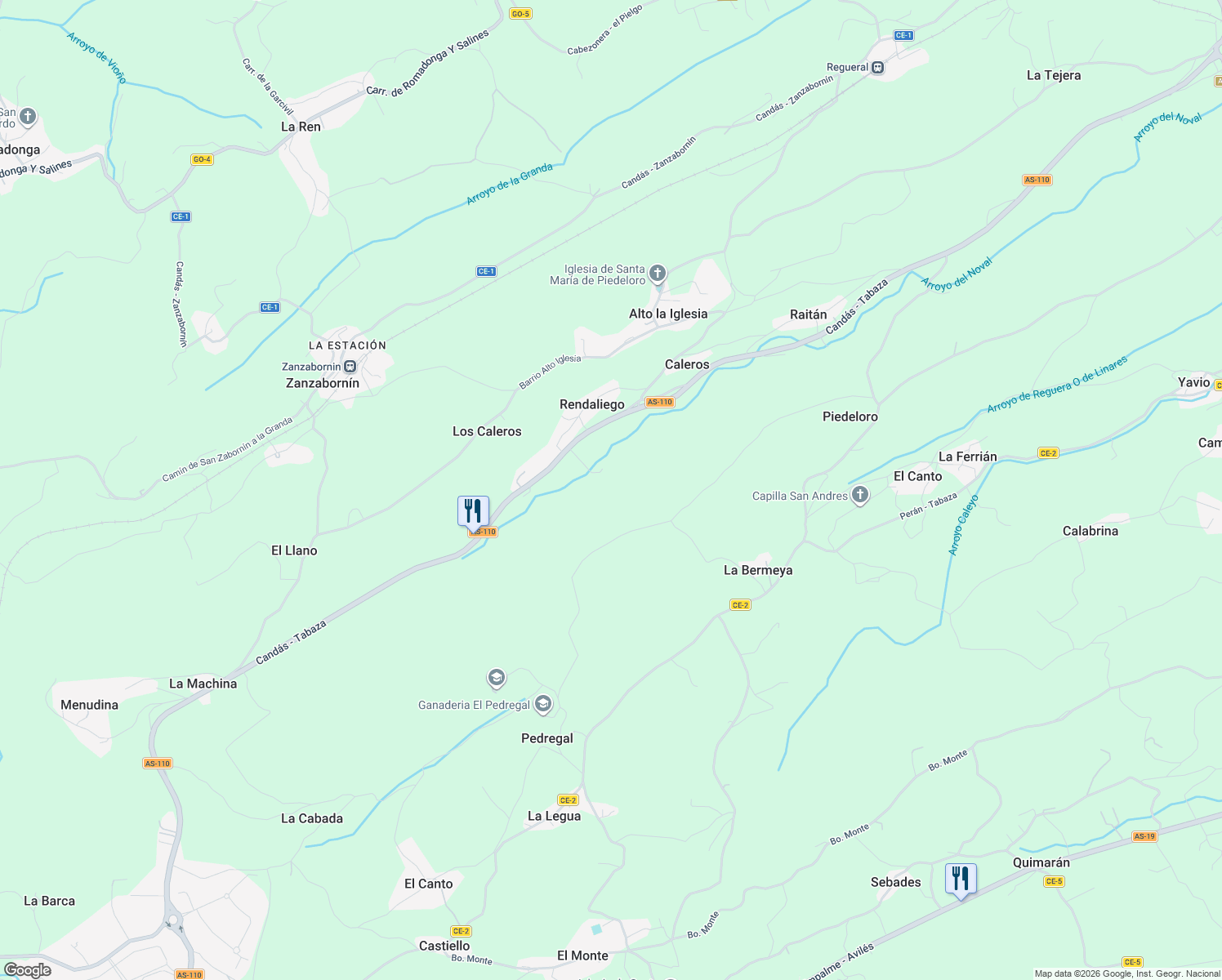 map of restaurants, bars, coffee shops, grocery stores, and more near in Asturias