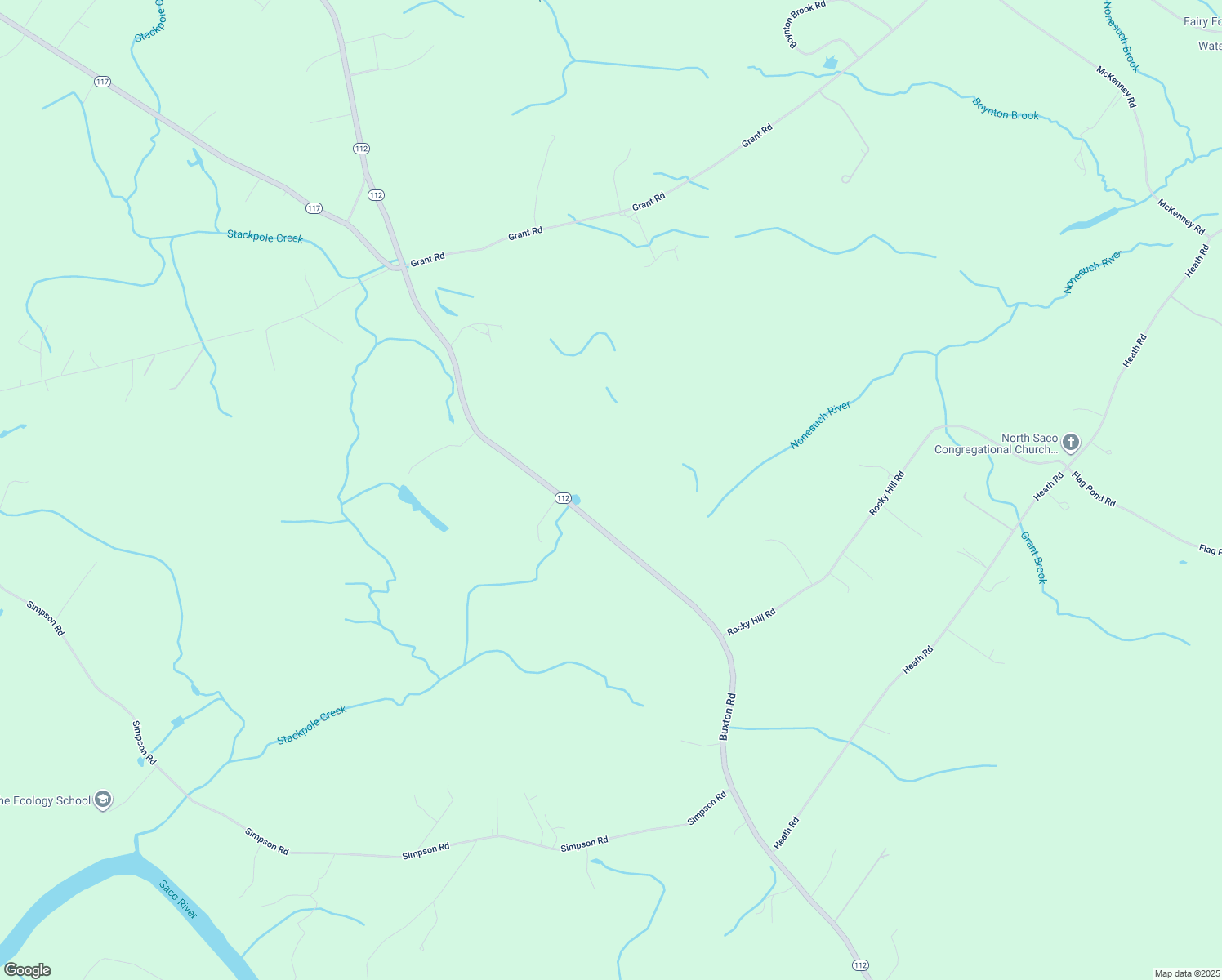 map of restaurants, bars, coffee shops, grocery stores, and more near 419 Buxton Road in Saco