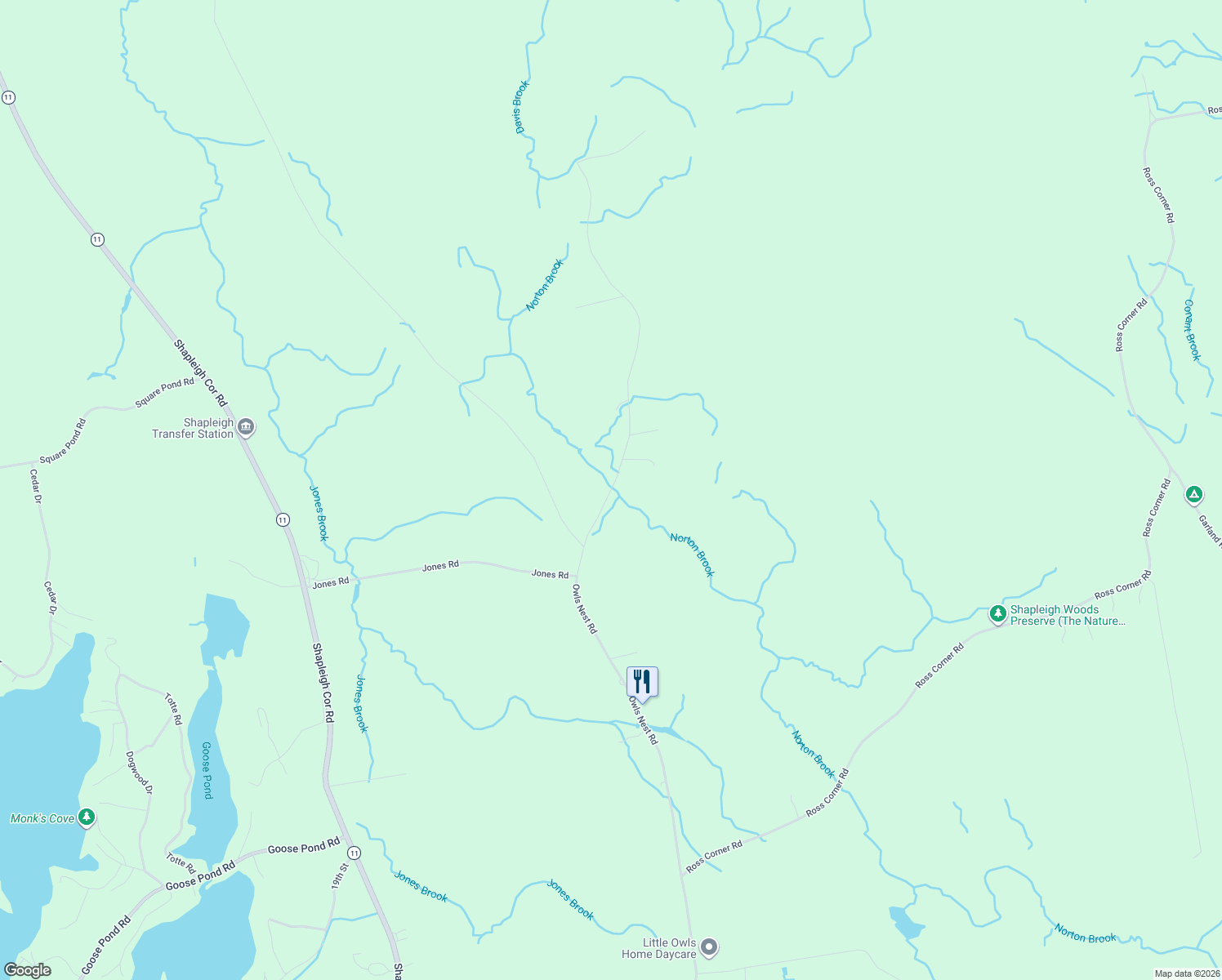 map of restaurants, bars, coffee shops, grocery stores, and more near 471 Owls Nest Road in Shapleigh
