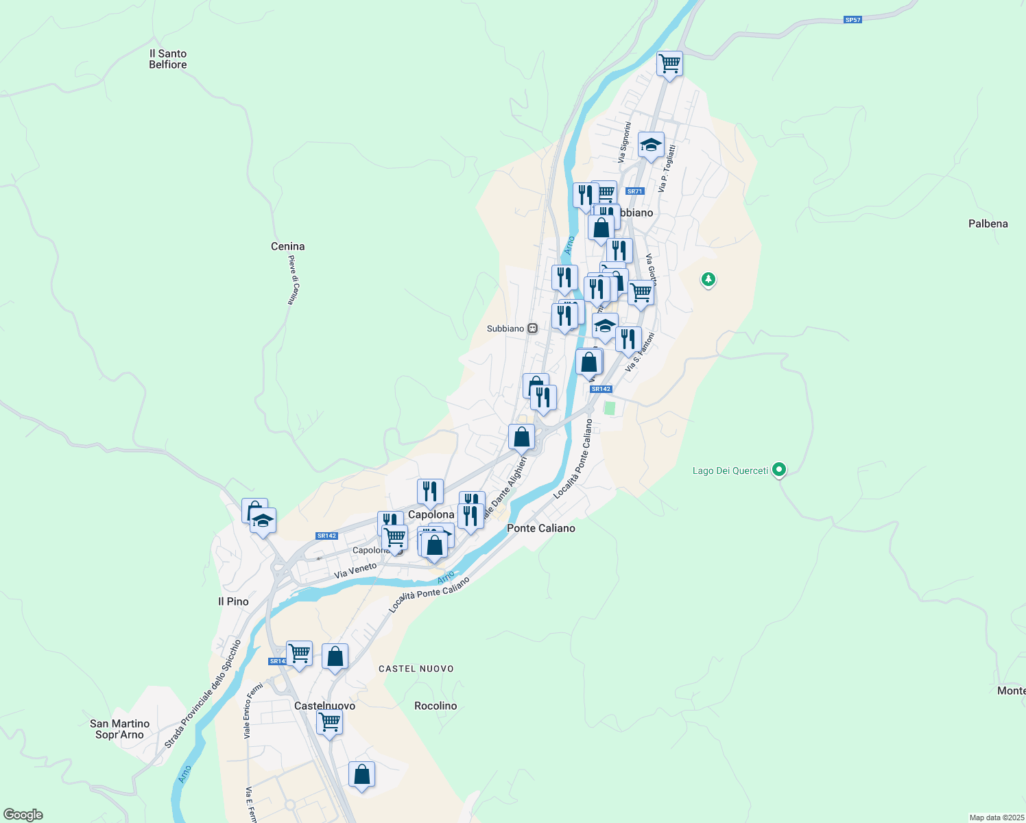 map of restaurants, bars, coffee shops, grocery stores, and more near 16/18 Via la Casella in Capolona