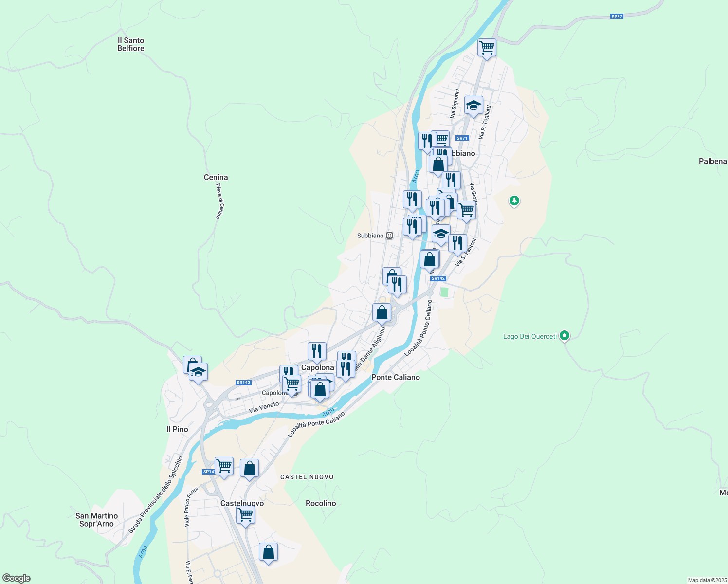 map of restaurants, bars, coffee shops, grocery stores, and more near 16/18 Via la Casella in Capolona