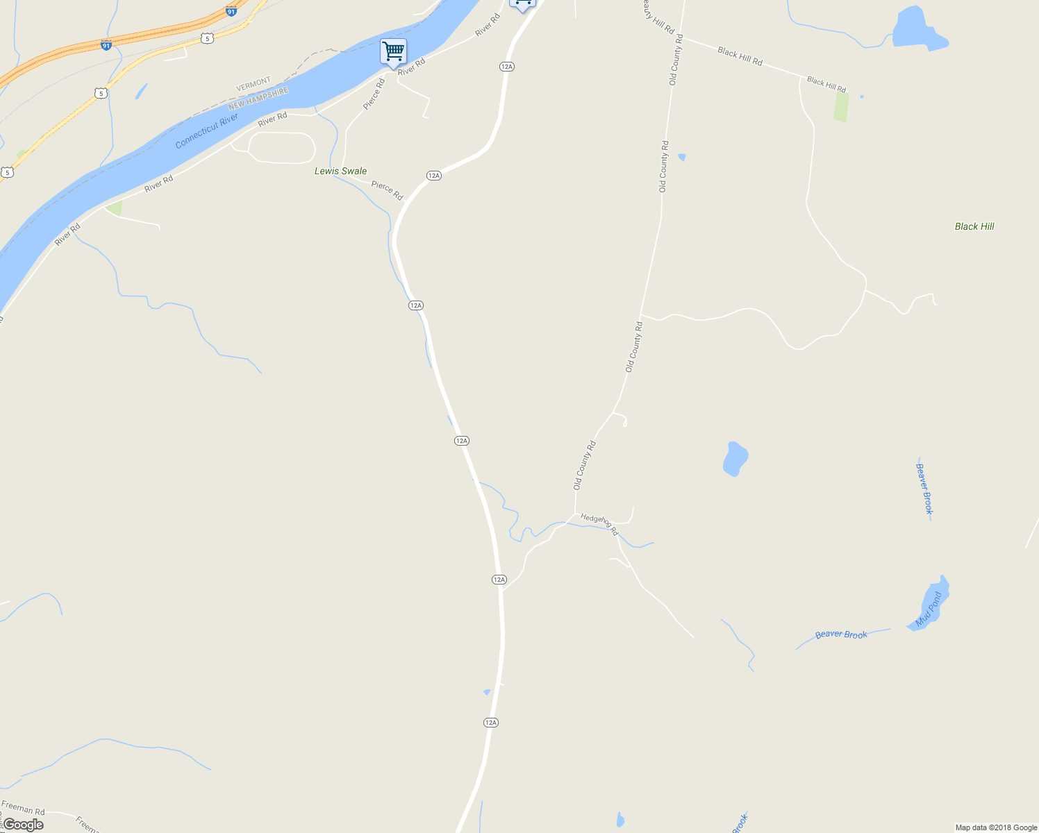 map of restaurants, bars, coffee shops, grocery stores, and more near 585 New Hampshire 12A in Plainfield