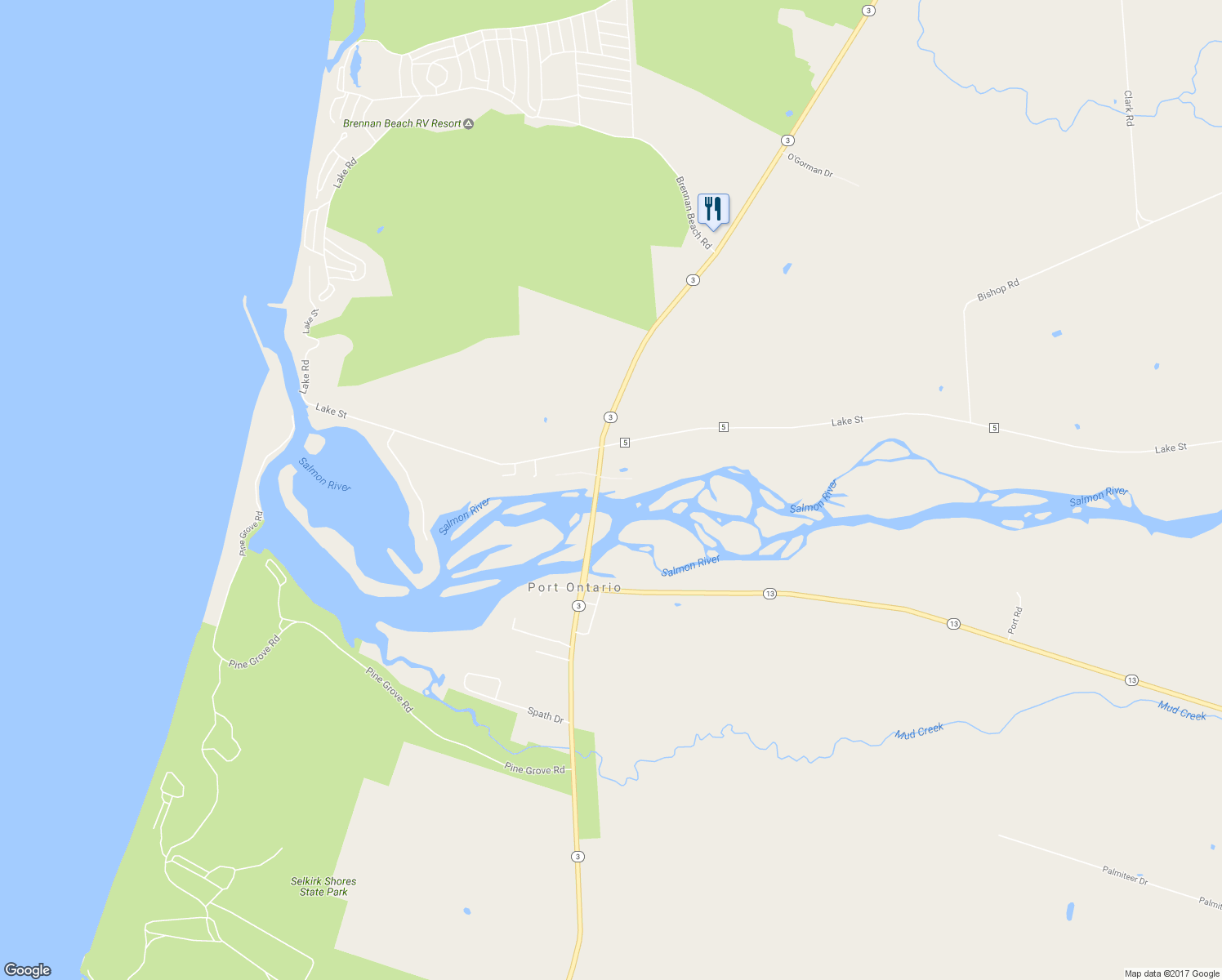 map of restaurants, bars, coffee shops, grocery stores, and more near 8 Riveredge Drive in Pulaski