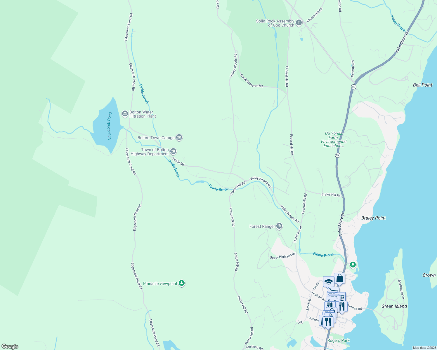 map of restaurants, bars, coffee shops, grocery stores, and more near 164 Finkle Road in Bolton