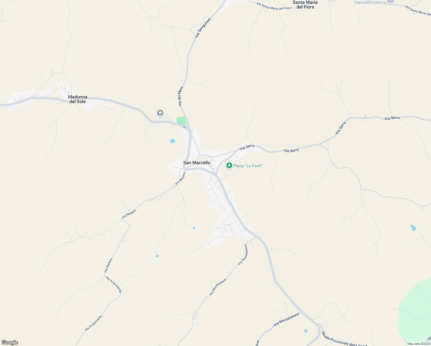 map of restaurants, bars, coffee shops, grocery stores, and more near Strada Provinciale 18 in San Marcello
