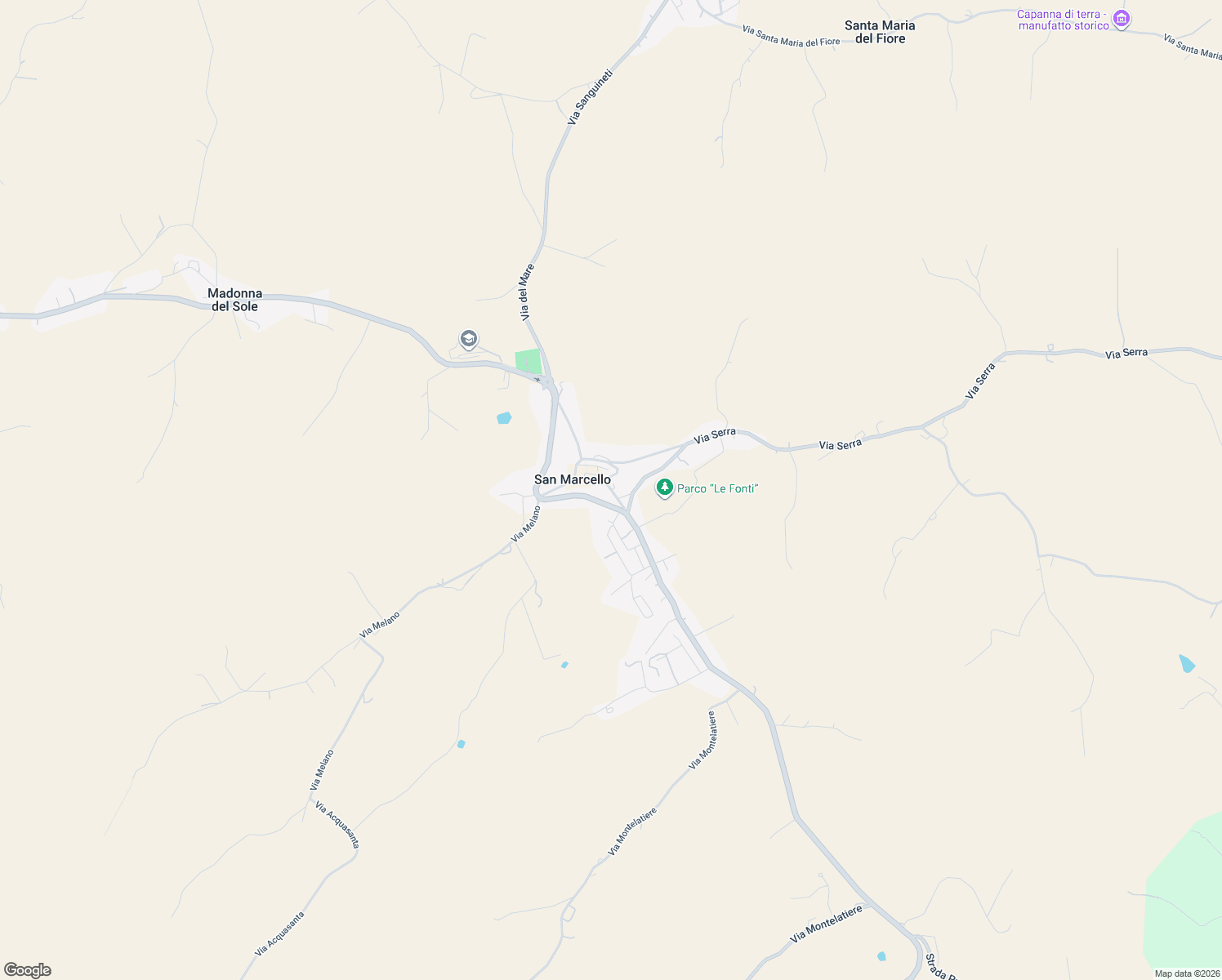 map of restaurants, bars, coffee shops, grocery stores, and more near Strada Provinciale 18 in San Marcello