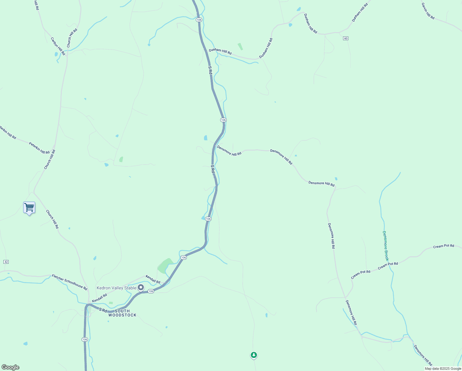 map of restaurants, bars, coffee shops, grocery stores, and more near 3283 South Road in Woodstock