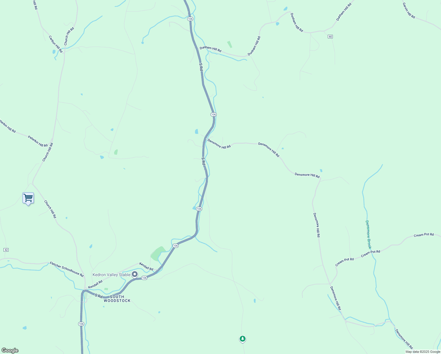 map of restaurants, bars, coffee shops, grocery stores, and more near 3283 South Road in Woodstock