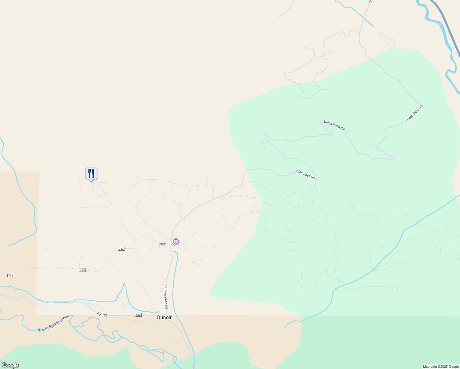 map of restaurants, bars, coffee shops, grocery stores, and more near 390 Union Pass Road in Dubois