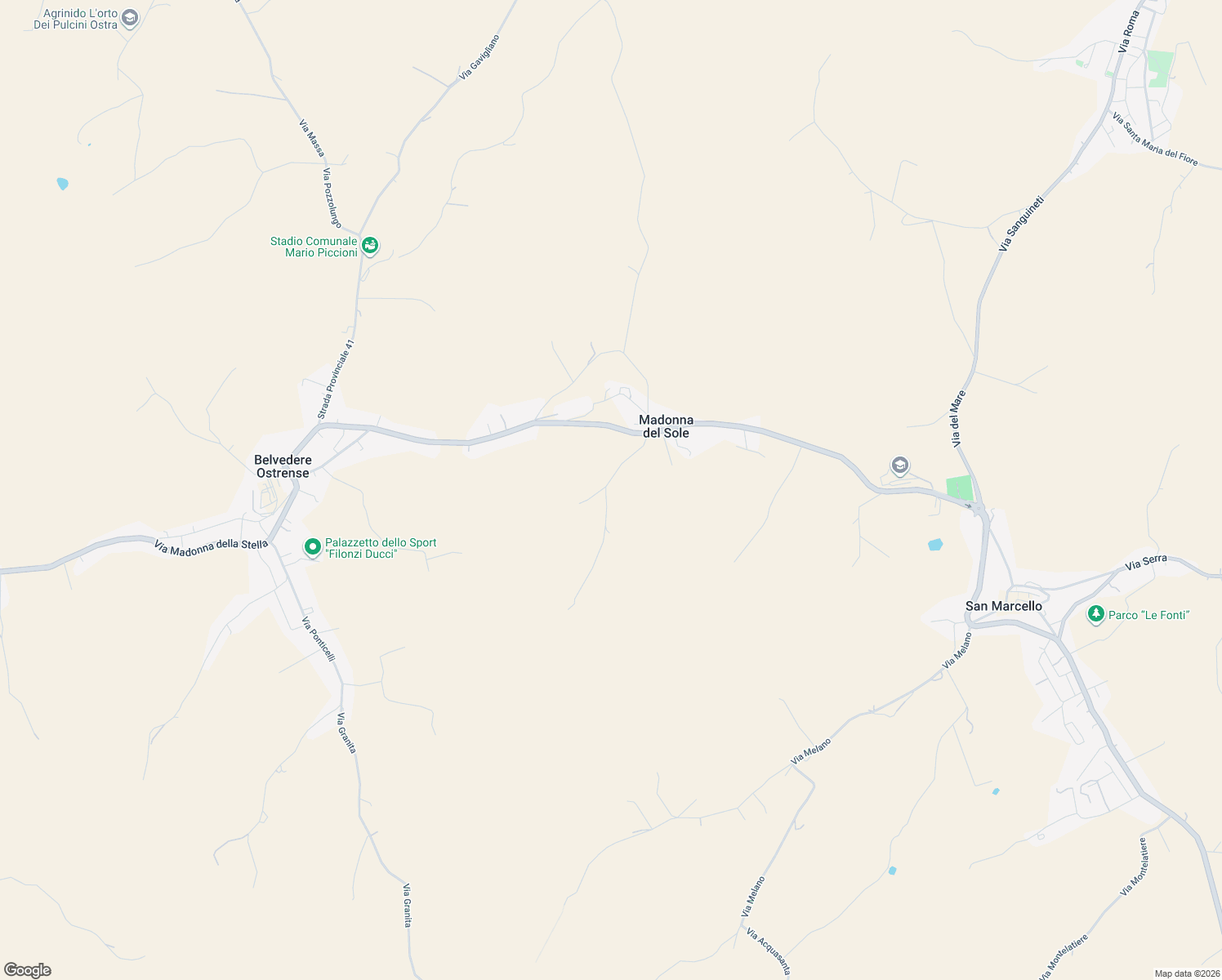 map of restaurants, bars, coffee shops, grocery stores, and more near 1 Via Bastaro in Provincia di Ancona