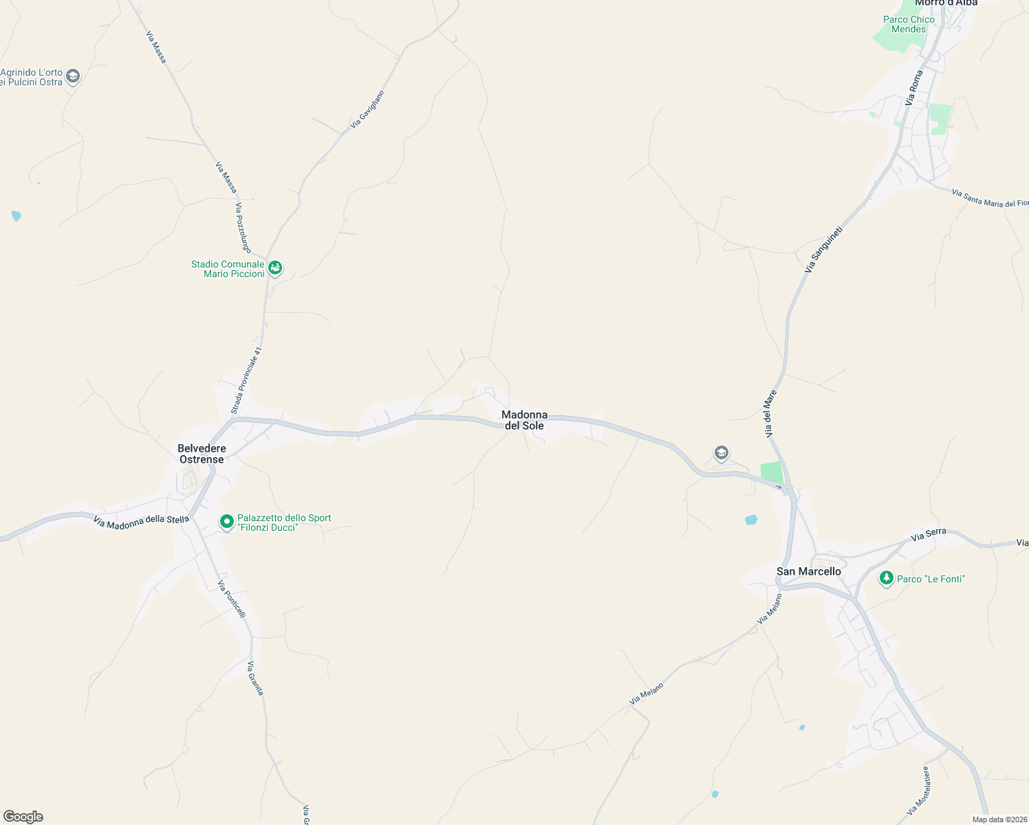 map of restaurants, bars, coffee shops, grocery stores, and more near 4 Via Monte della Serra in Madonna del Sole