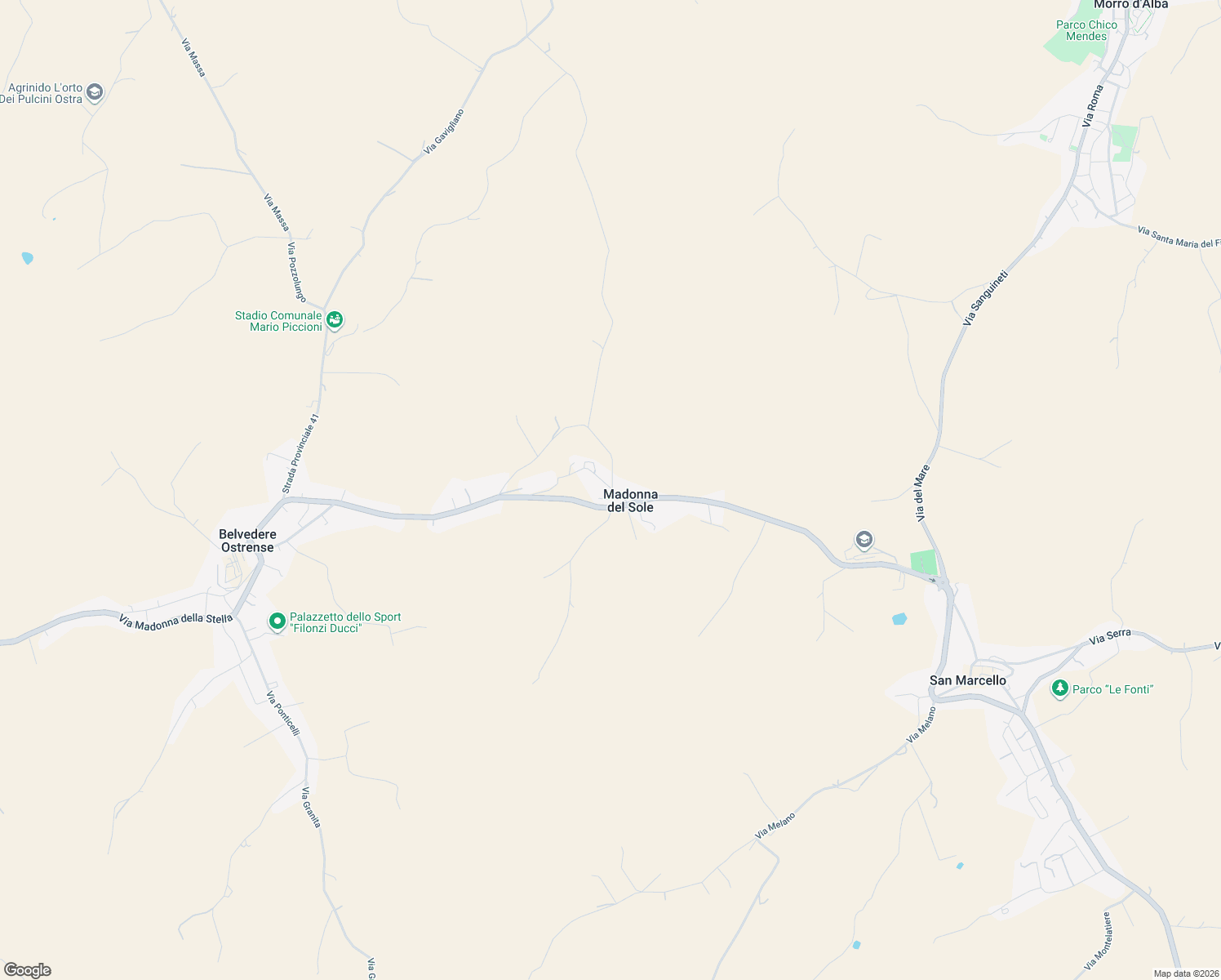 map of restaurants, bars, coffee shops, grocery stores, and more near 4 Via Monte della Serra in Madonna del Sole