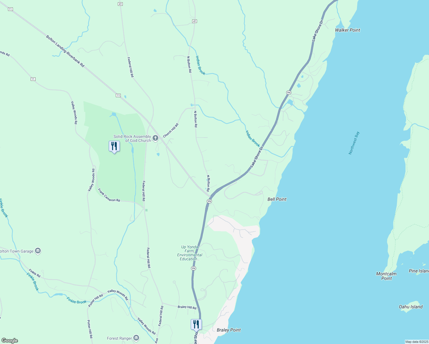 map of restaurants, bars, coffee shops, grocery stores, and more near 24 North Bolton Road in Bolton
