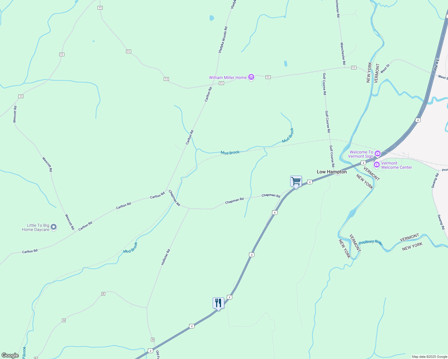 map of restaurants, bars, coffee shops, grocery stores, and more near in Low Hampton