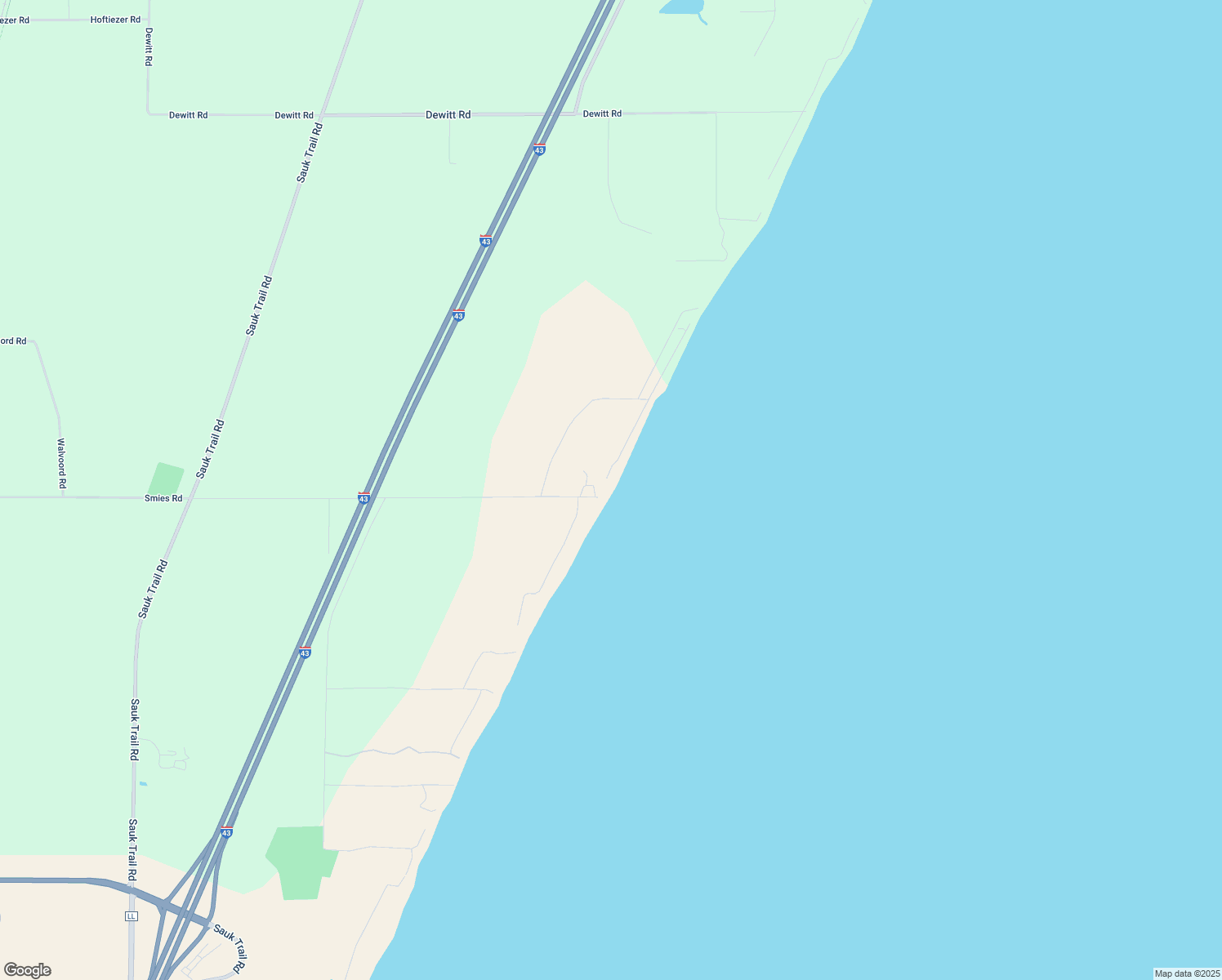 map of restaurants, bars, coffee shops, grocery stores, and more near W1618 Smies Road in Oostburg