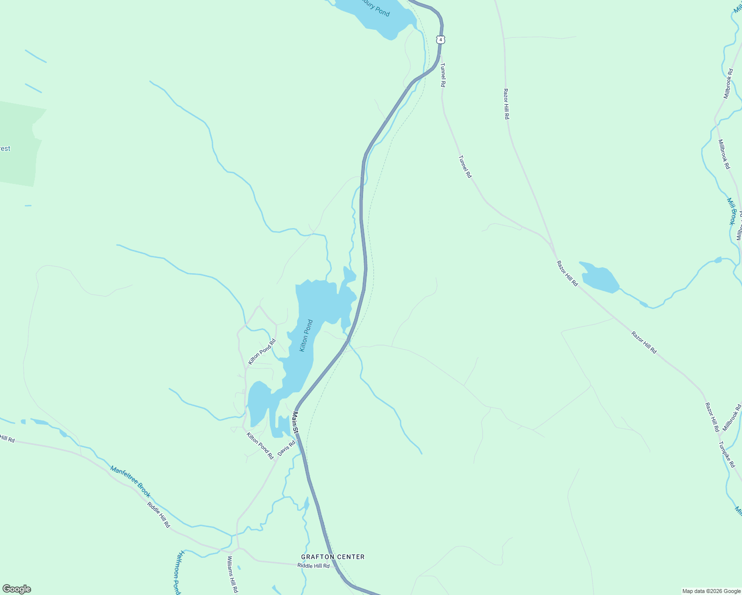 map of restaurants, bars, coffee shops, grocery stores, and more near Northern Rail Trail in Grafton