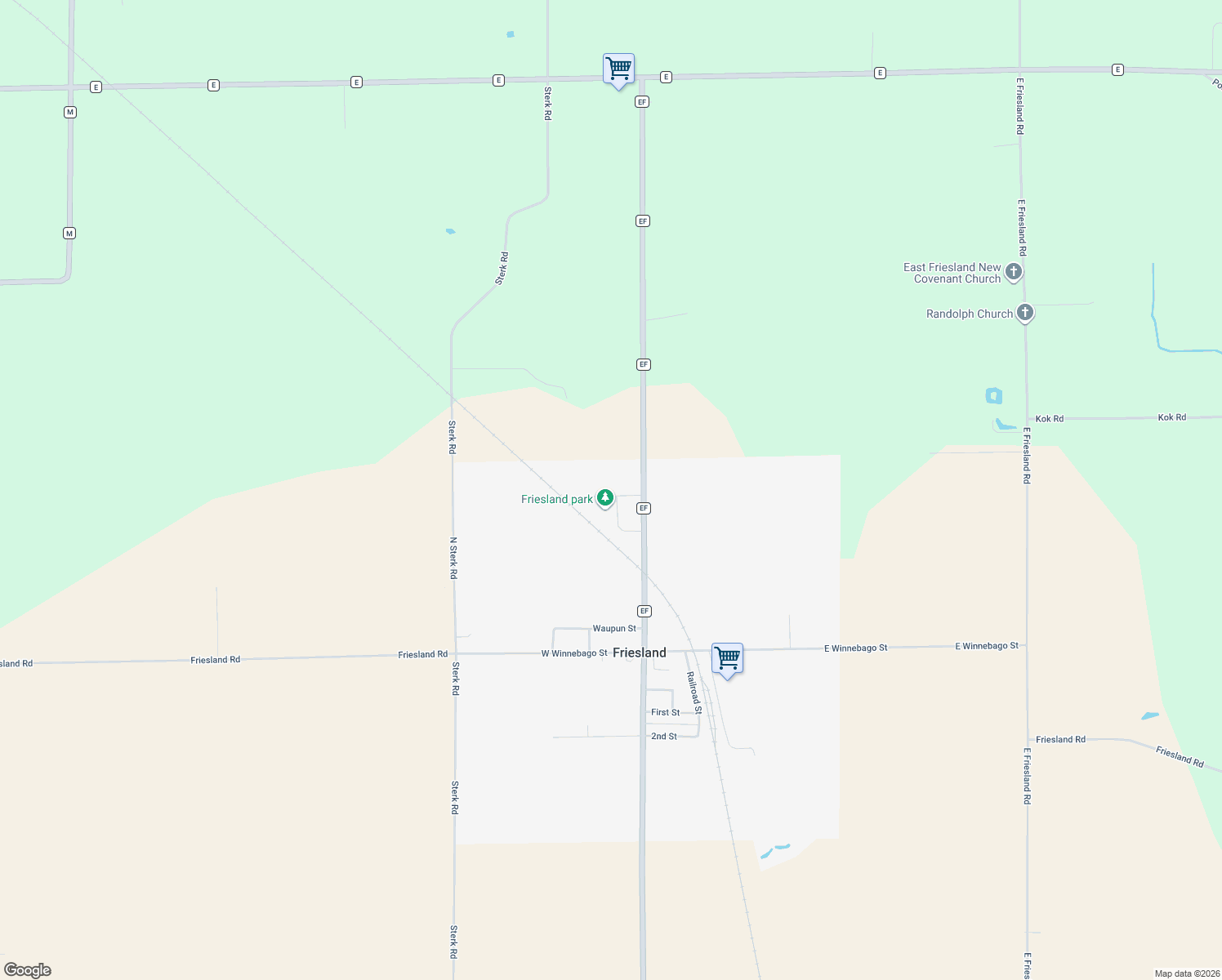 map of restaurants, bars, coffee shops, grocery stores, and more near 105 Park St in Friesland