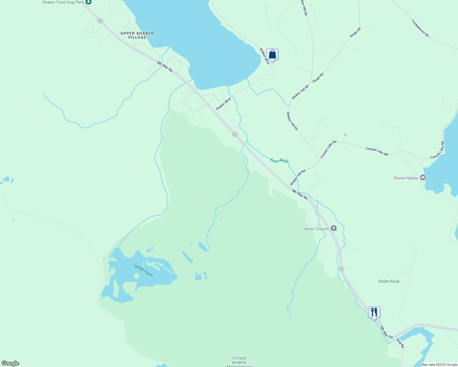map of restaurants, bars, coffee shops, grocery stores, and more near 866 Nh Route 4a in Enfield