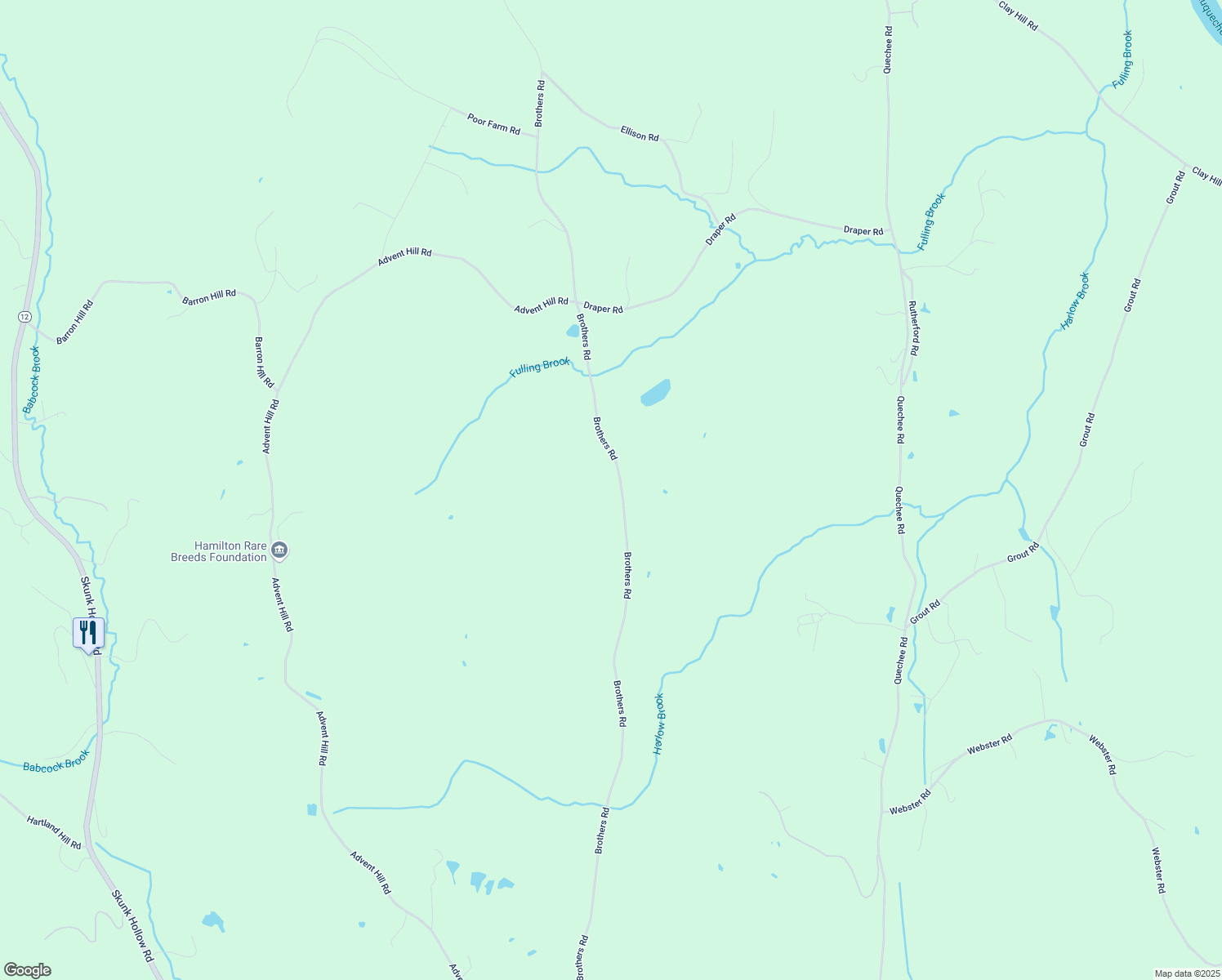 map of restaurants, bars, coffee shops, grocery stores, and more near 161 Brothers Road in Hartland