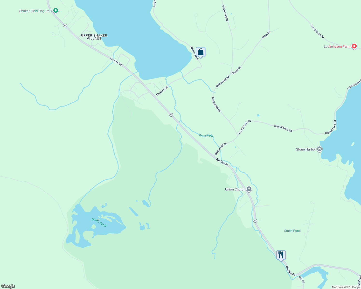 map of restaurants, bars, coffee shops, grocery stores, and more near 866 Nh Route 4a in Enfield