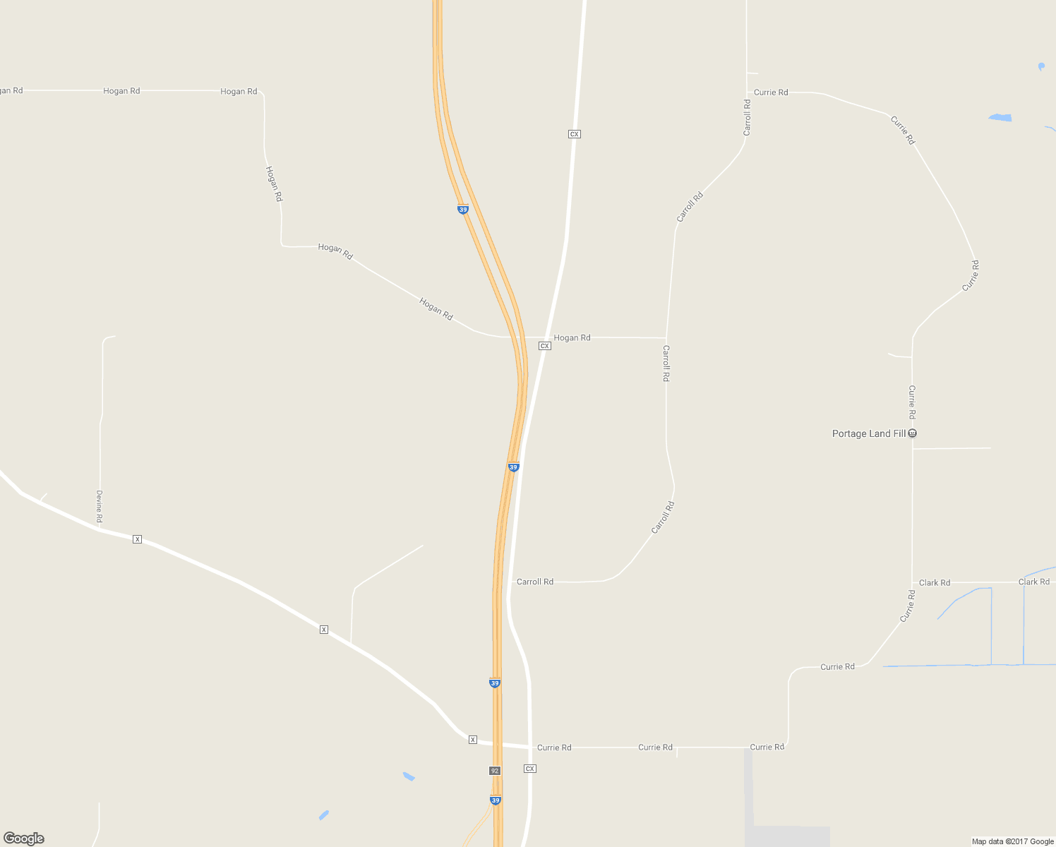 map of restaurants, bars, coffee shops, grocery stores, and more near County Highway CX in Portage