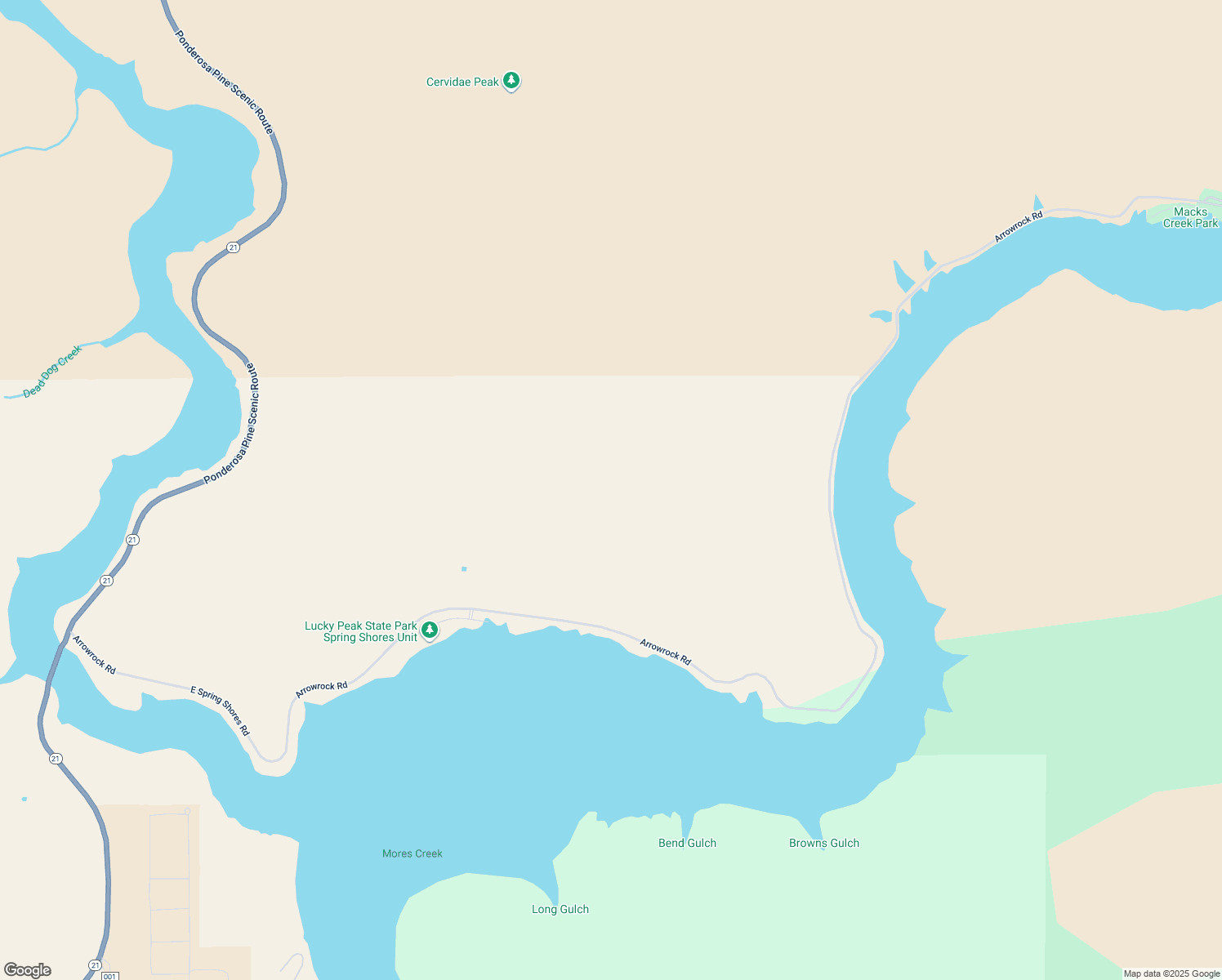 map of restaurants, bars, coffee shops, grocery stores, and more near in Robie Creek