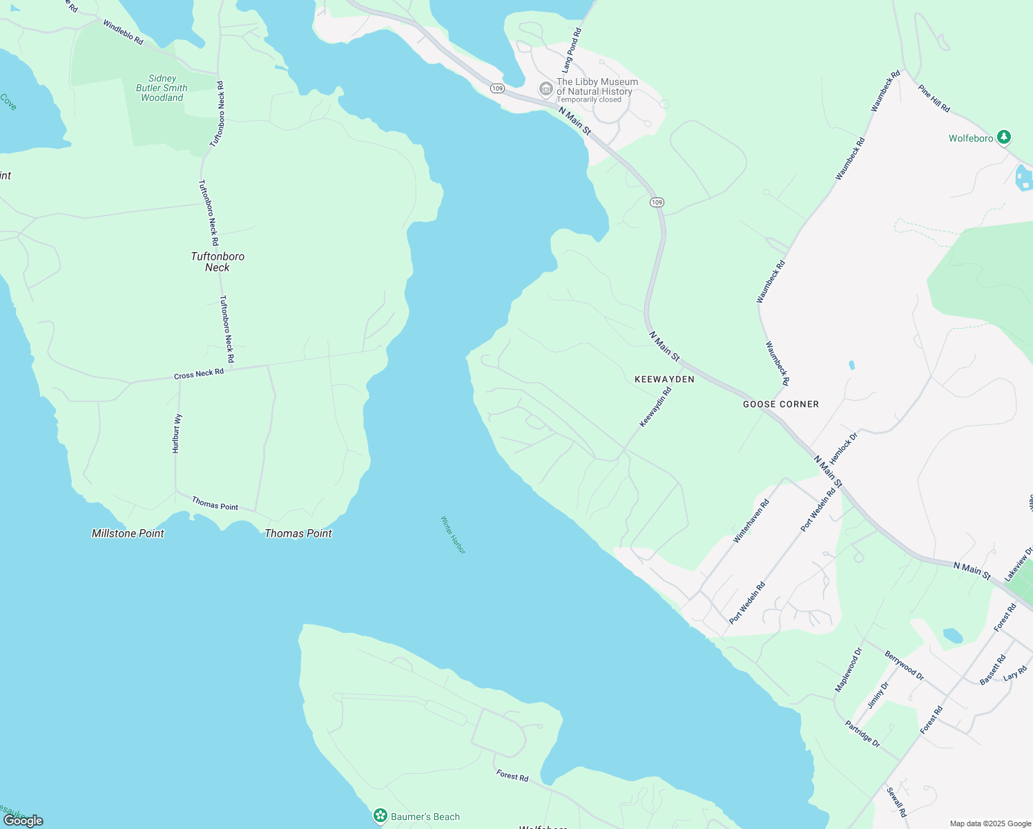 map of restaurants, bars, coffee shops, grocery stores, and more near 15 Osseo Road in Wolfeboro