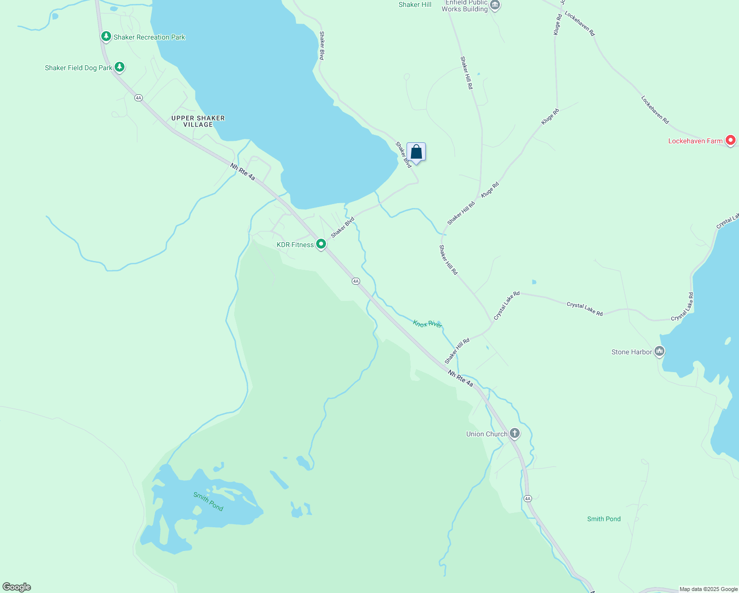 map of restaurants, bars, coffee shops, grocery stores, and more near New Hampshire 4A in Enfield