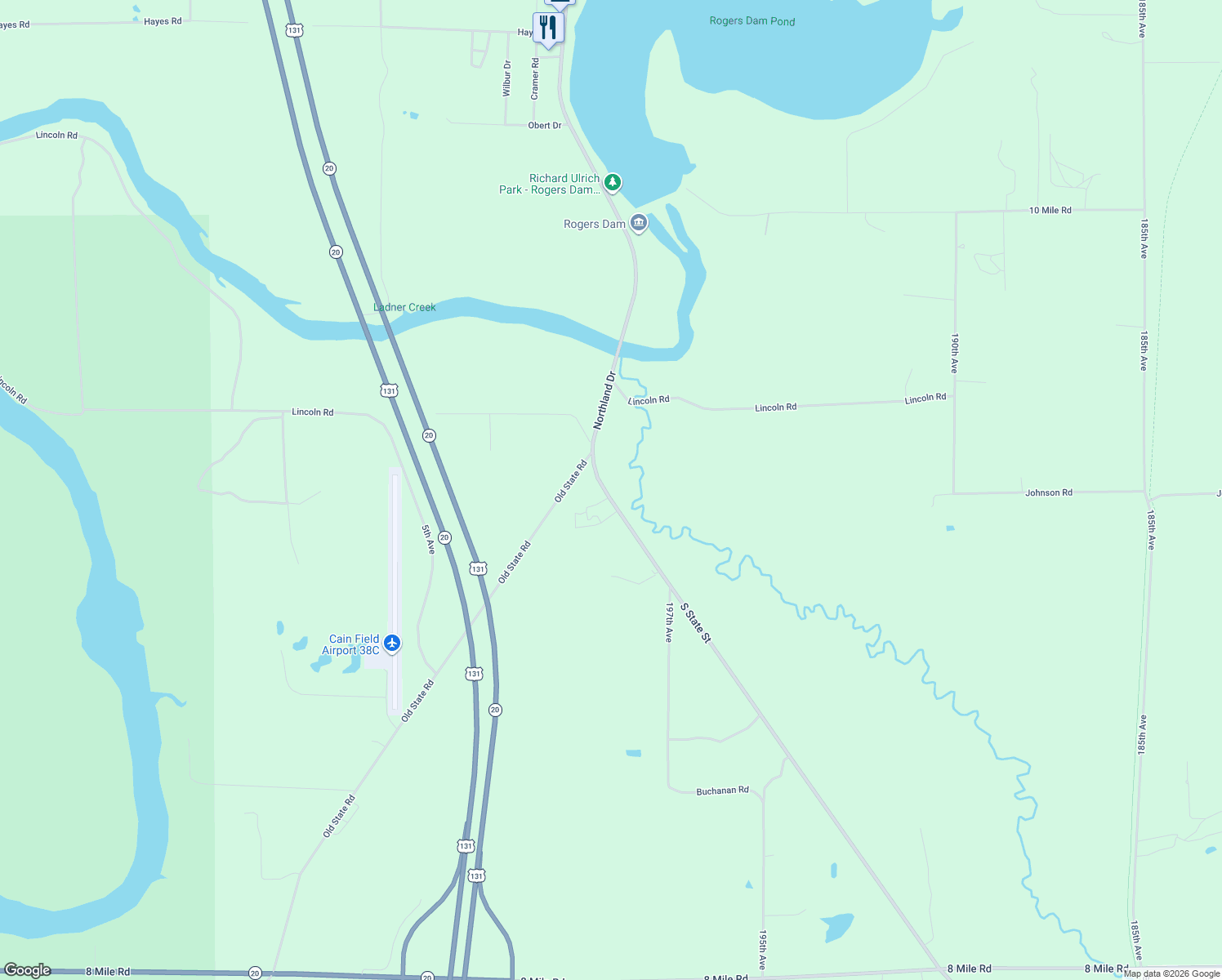 map of restaurants, bars, coffee shops, grocery stores, and more near 9608 Northland Drive in Stanwood