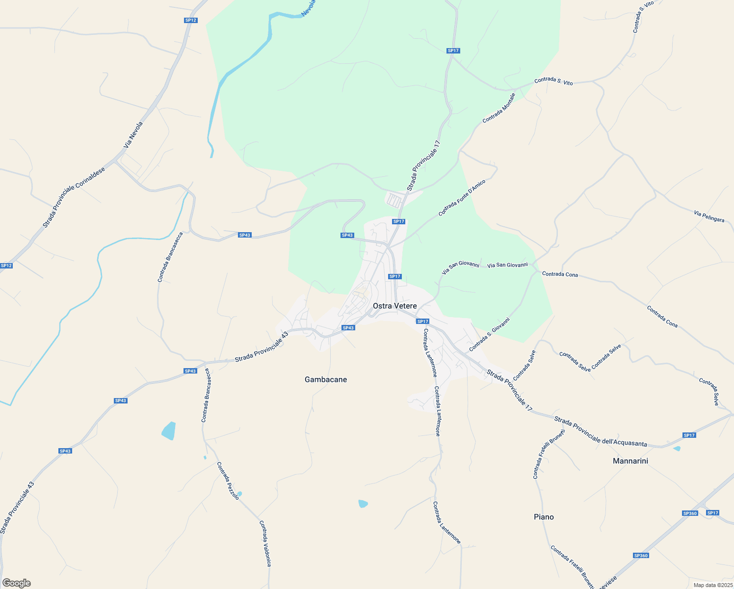 map of restaurants, bars, coffee shops, grocery stores, and more near 12B Via Camillo Benso Conte di Cavour in Ostra Vetere