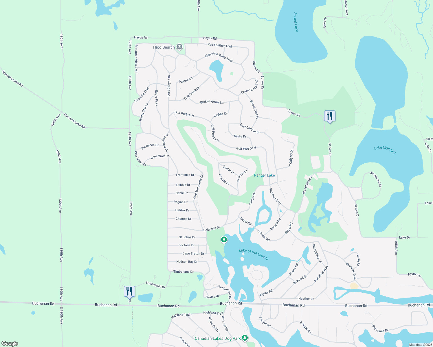 map of restaurants, bars, coffee shops, grocery stores, and more near 9380 East Circle Drive in Stanwood