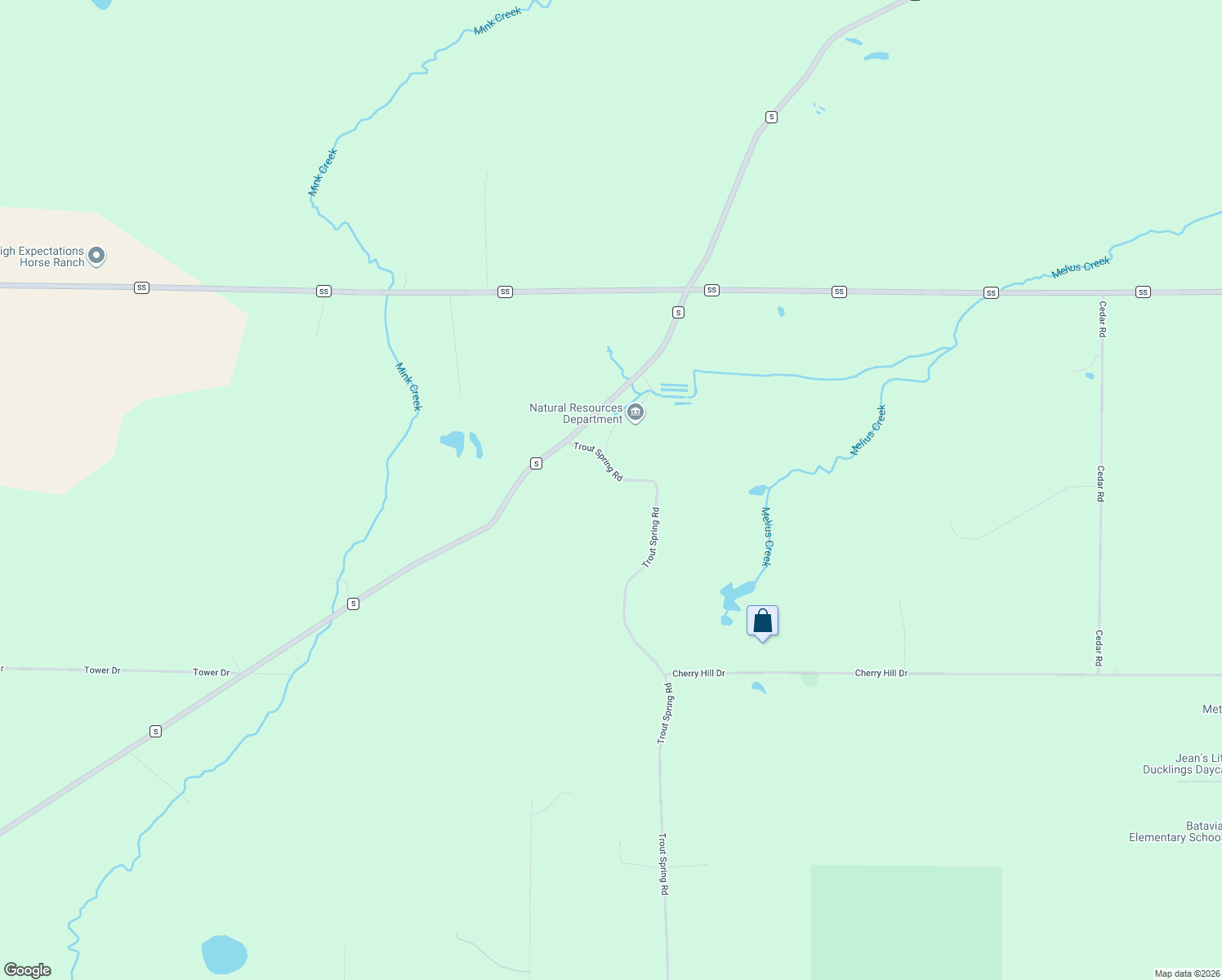 map of restaurants, bars, coffee shops, grocery stores, and more near N1898 Trout Spring Road in Adell