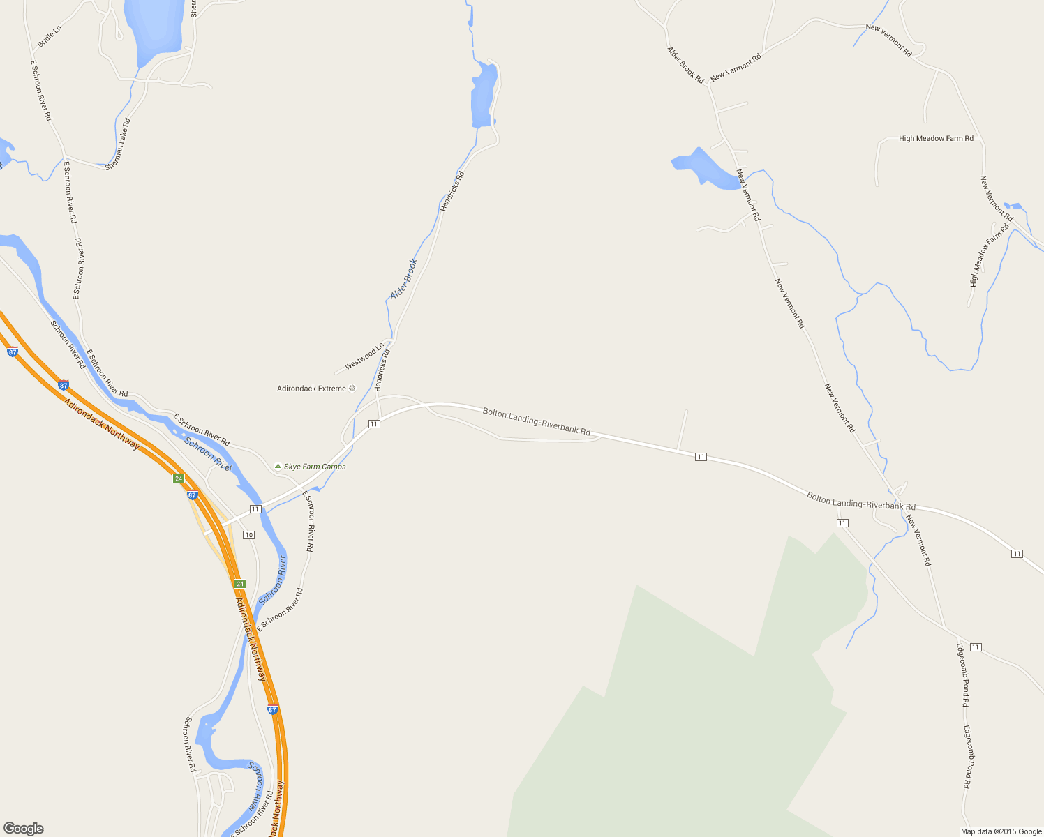 map of restaurants, bars, coffee shops, grocery stores, and more near Bolton Landing-Riverbank Road in Warren County