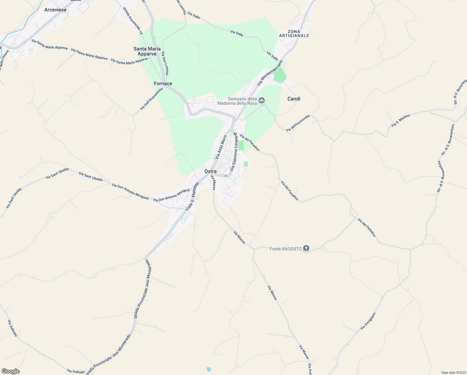 map of restaurants, bars, coffee shops, grocery stores, and more near 8 Via Ugo Foscolo in Ostra