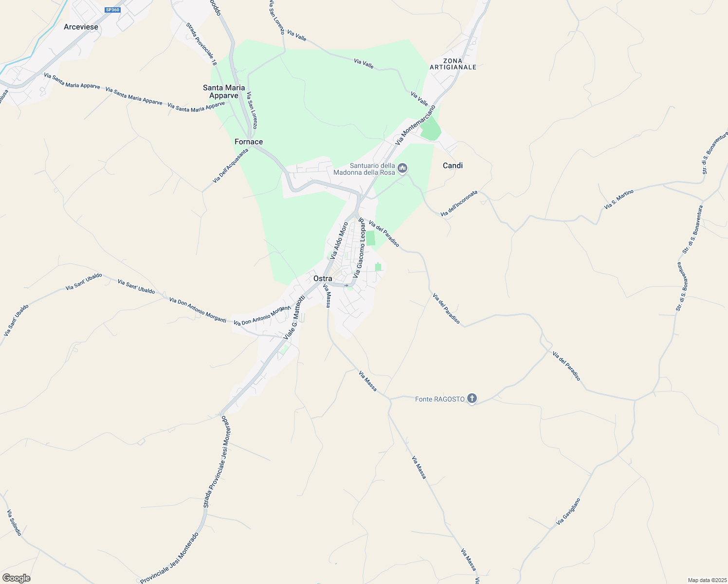map of restaurants, bars, coffee shops, grocery stores, and more near 8 Via Ugo Foscolo in Ostra