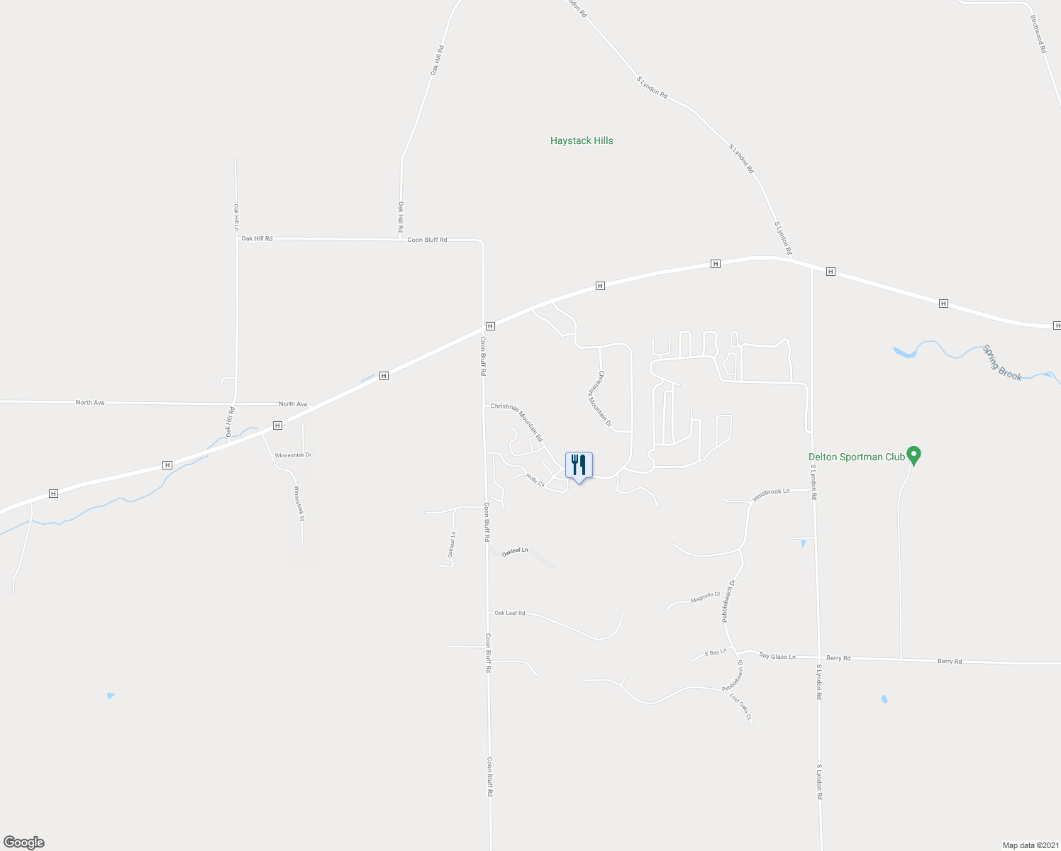 map of restaurants, bars, coffee shops, grocery stores, and more near Christmas Mountain Rd in Sauk