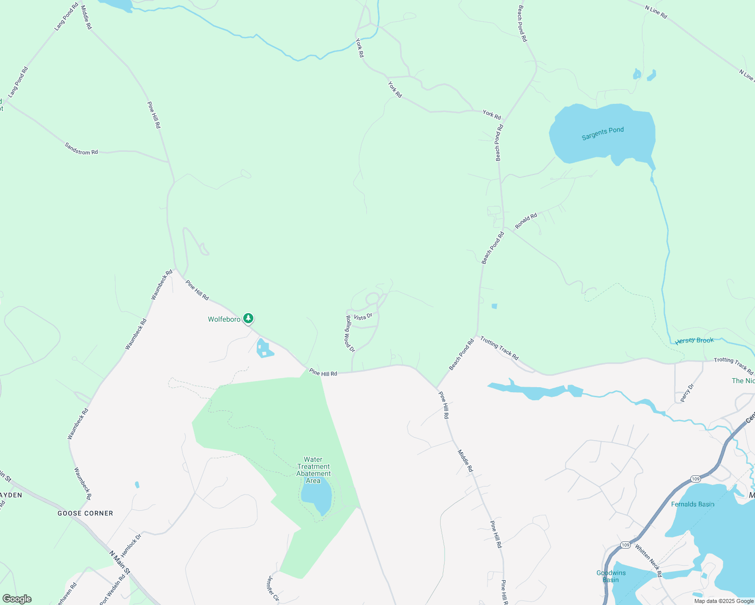 map of restaurants, bars, coffee shops, grocery stores, and more near 83 Rolling Wood Drive in Wolfeboro