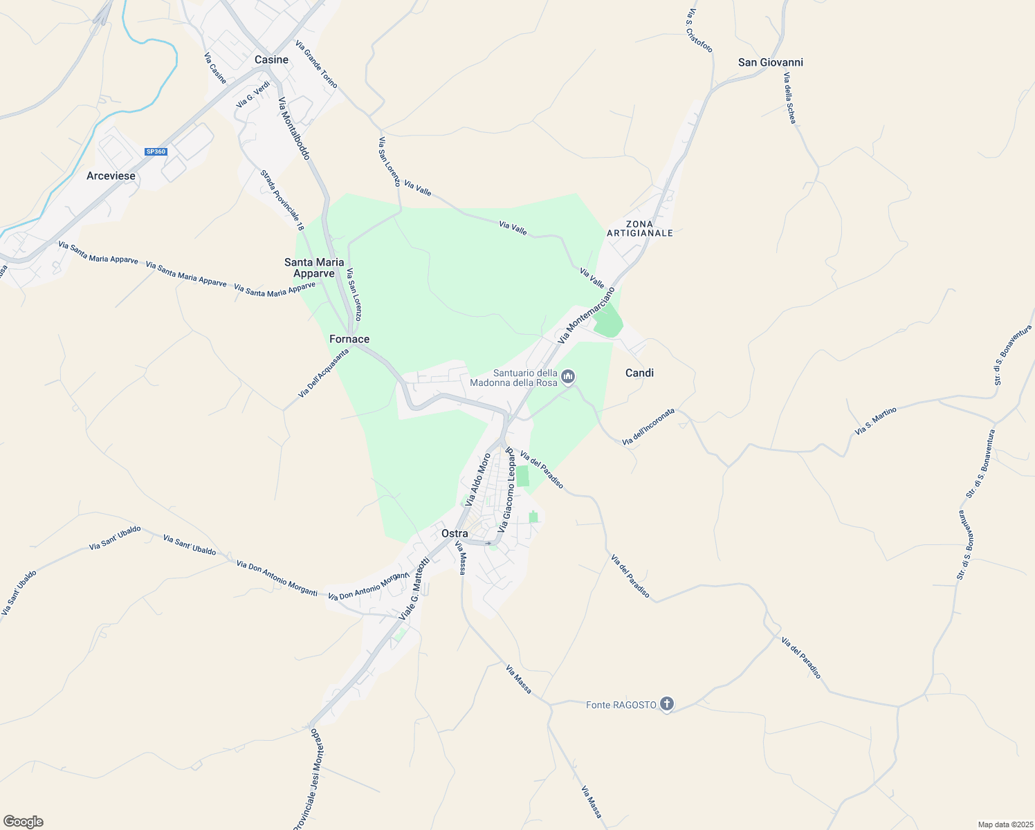map of restaurants, bars, coffee shops, grocery stores, and more near 4 Via Madonna della Rosa in Ostra
