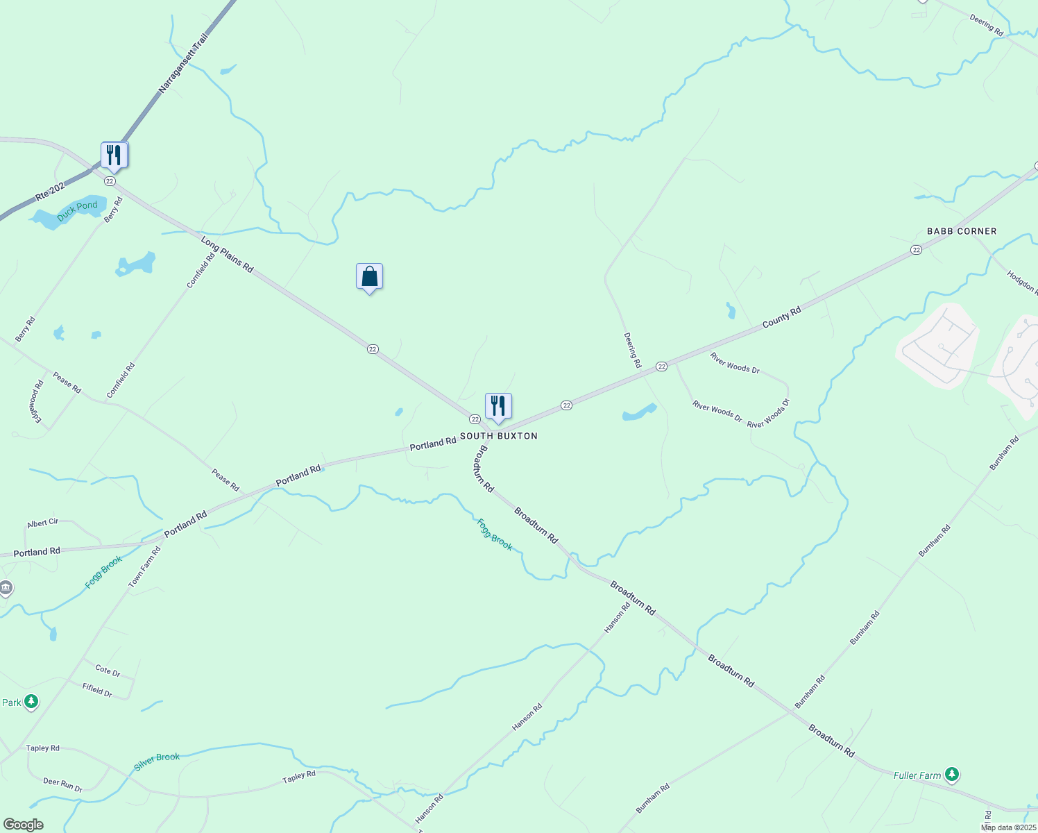 map of restaurants, bars, coffee shops, grocery stores, and more near 451 County Road in Scarborough