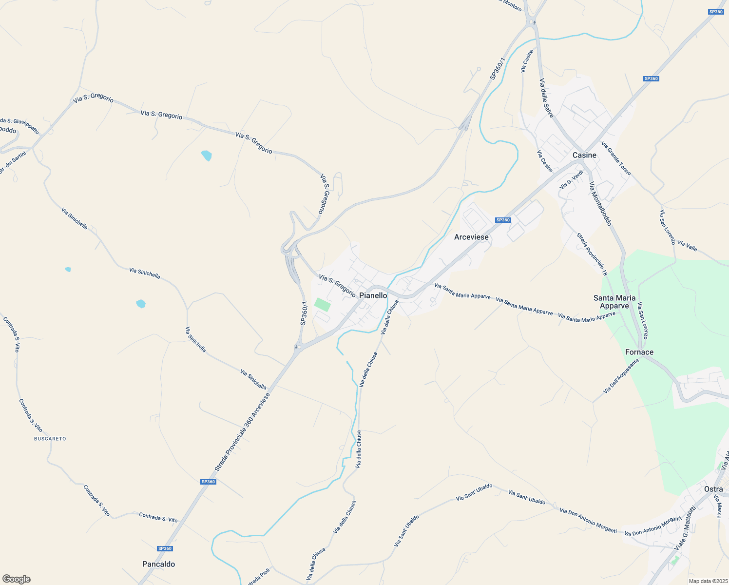 map of restaurants, bars, coffee shops, grocery stores, and more near 20 Via Pianello in Pianello di Ostra